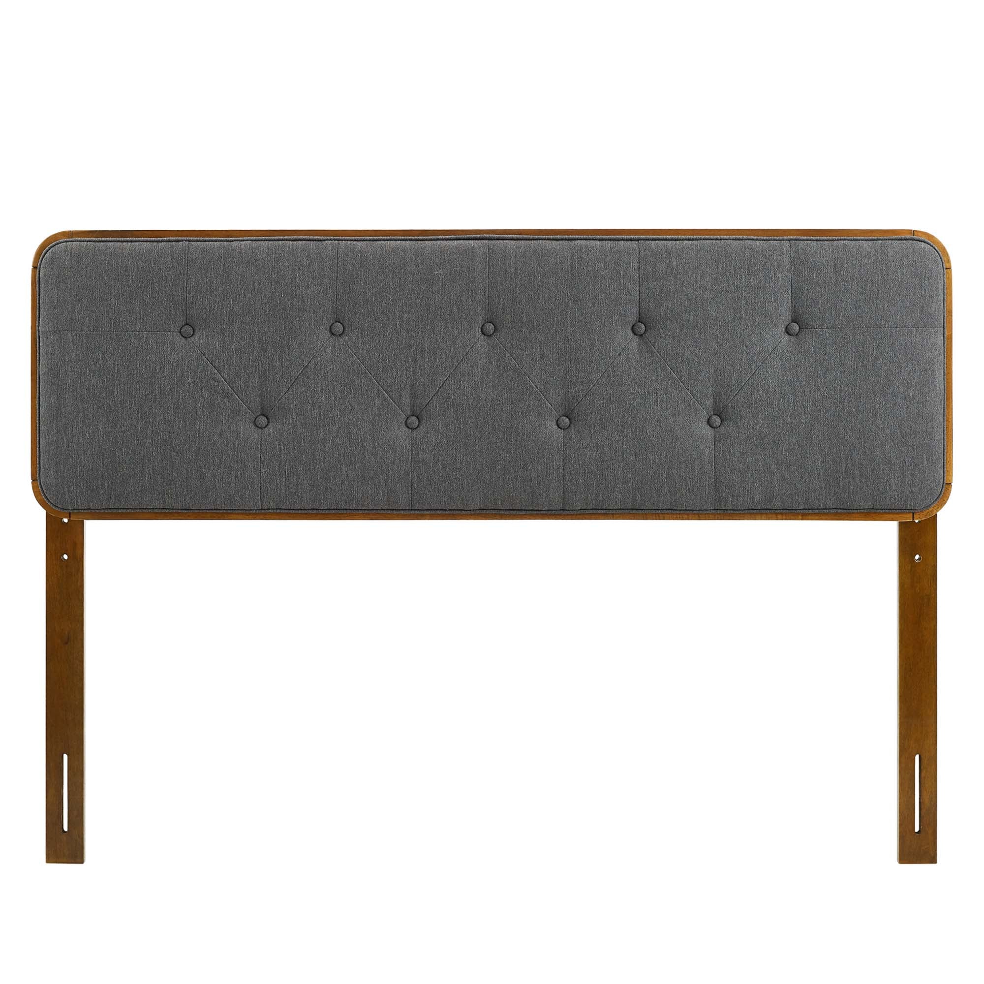 Collins Tufted Fabric and Wood Twin Headboard, Walnut Charcoal