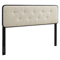 Collins Tufted Fabric and Wood Queen Headboard, Black Beige
