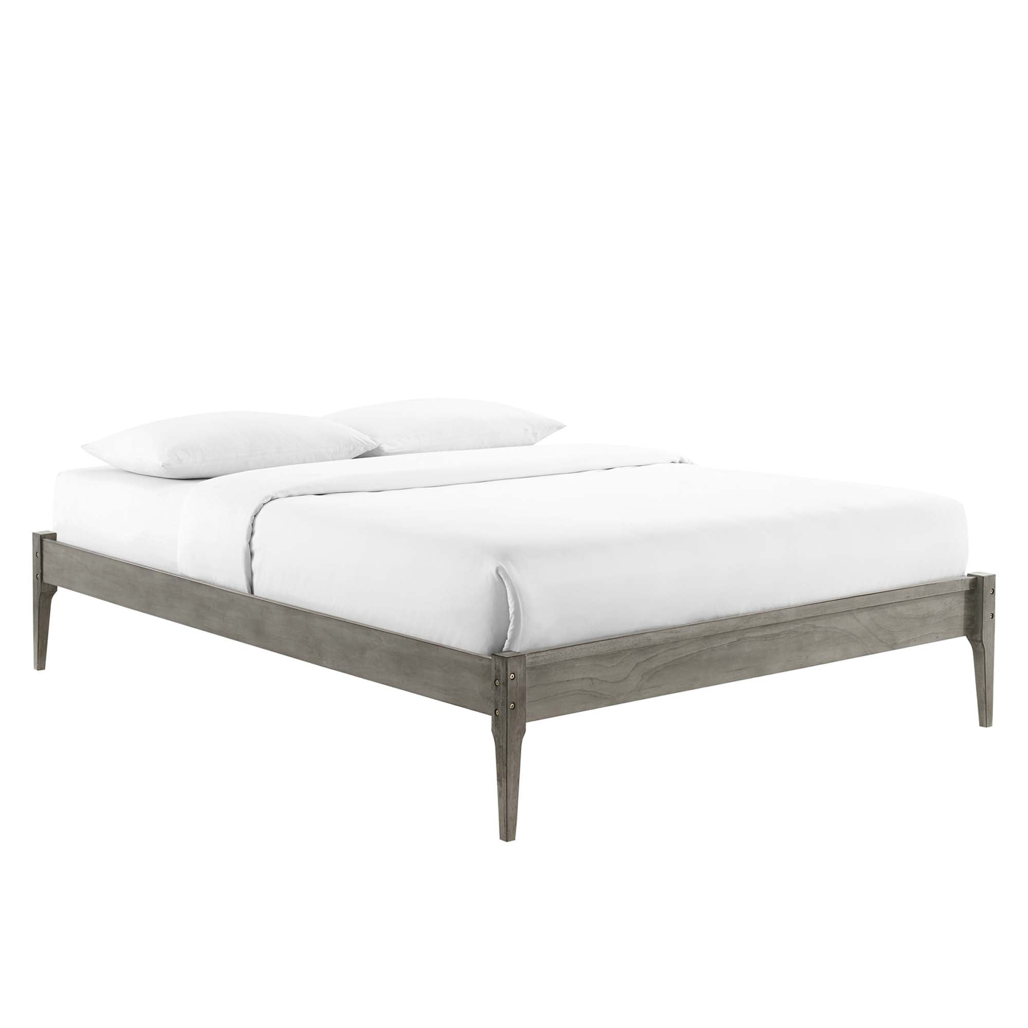 June Grey Twin Wood Platform Bed Frame