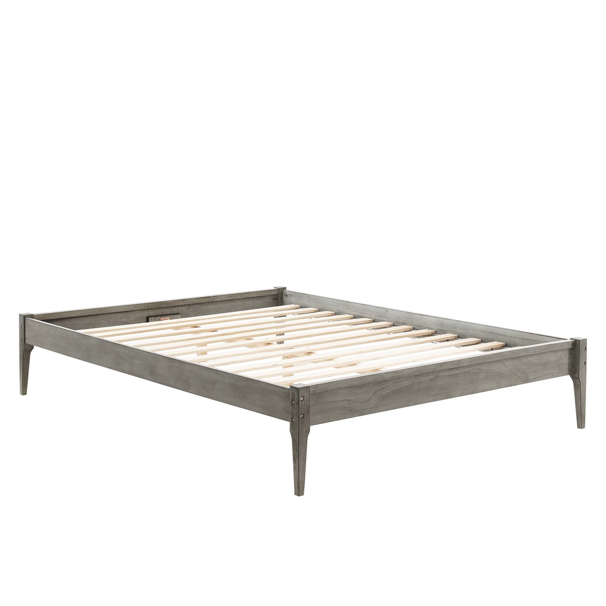 June Grey Twin Wood Platform Bed Frame