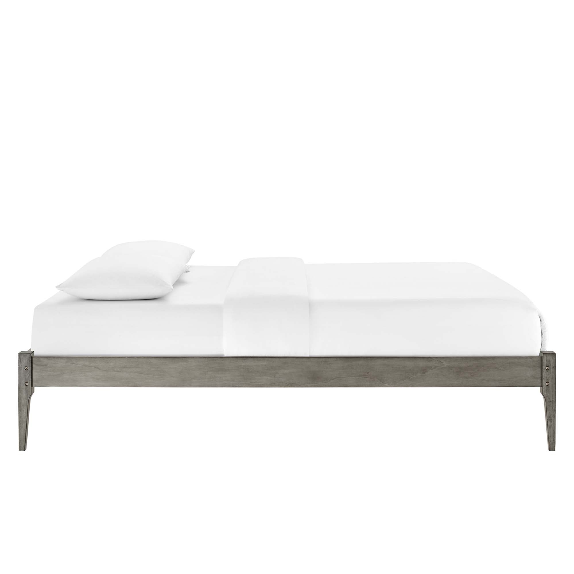 June Grey Twin Wood Platform Bed Frame