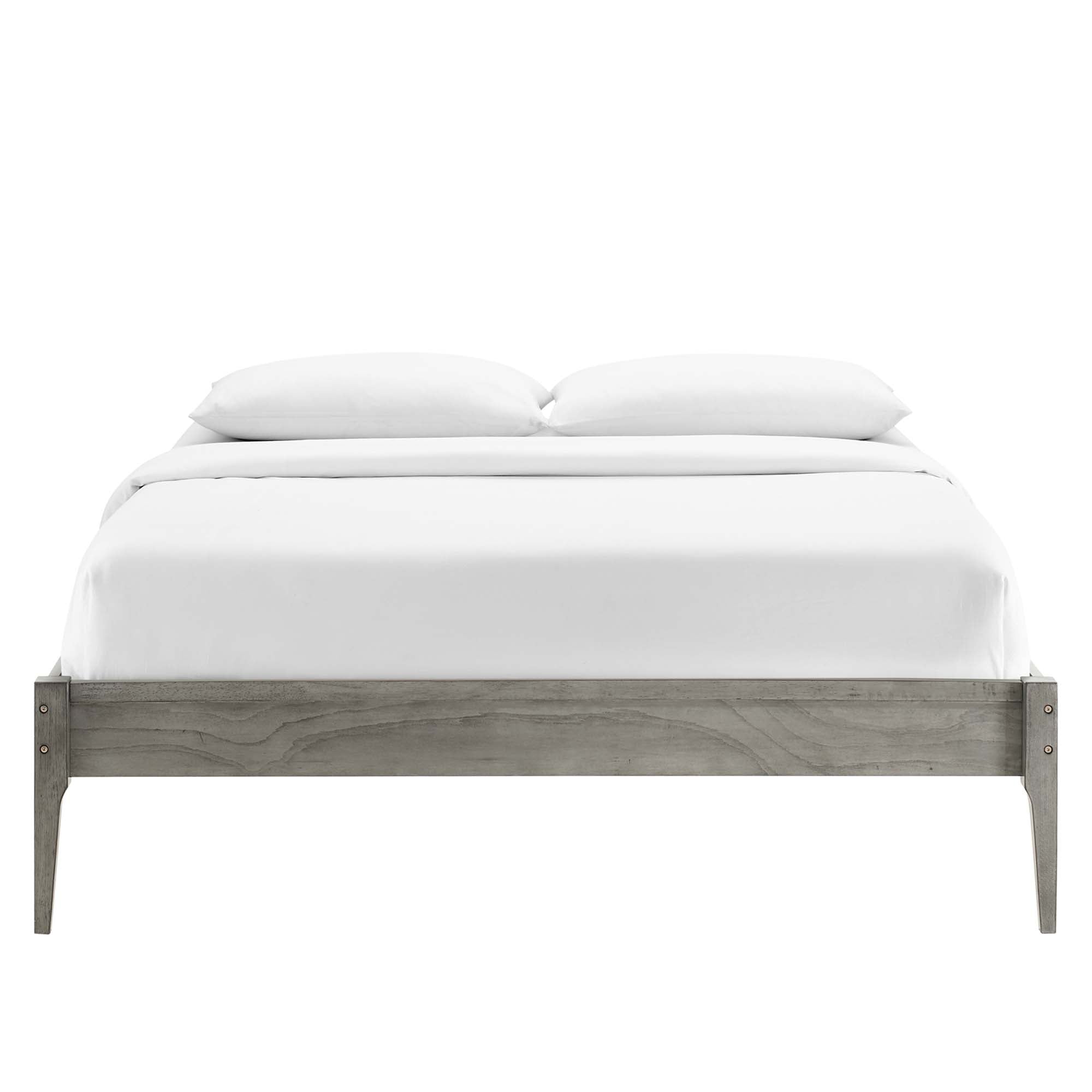 June Grey Twin Wood Platform Bed Frame