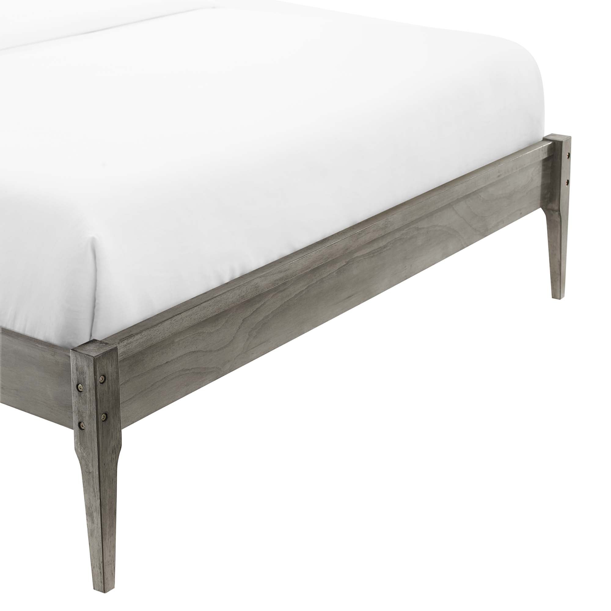 June Grey Twin Wood Platform Bed Frame