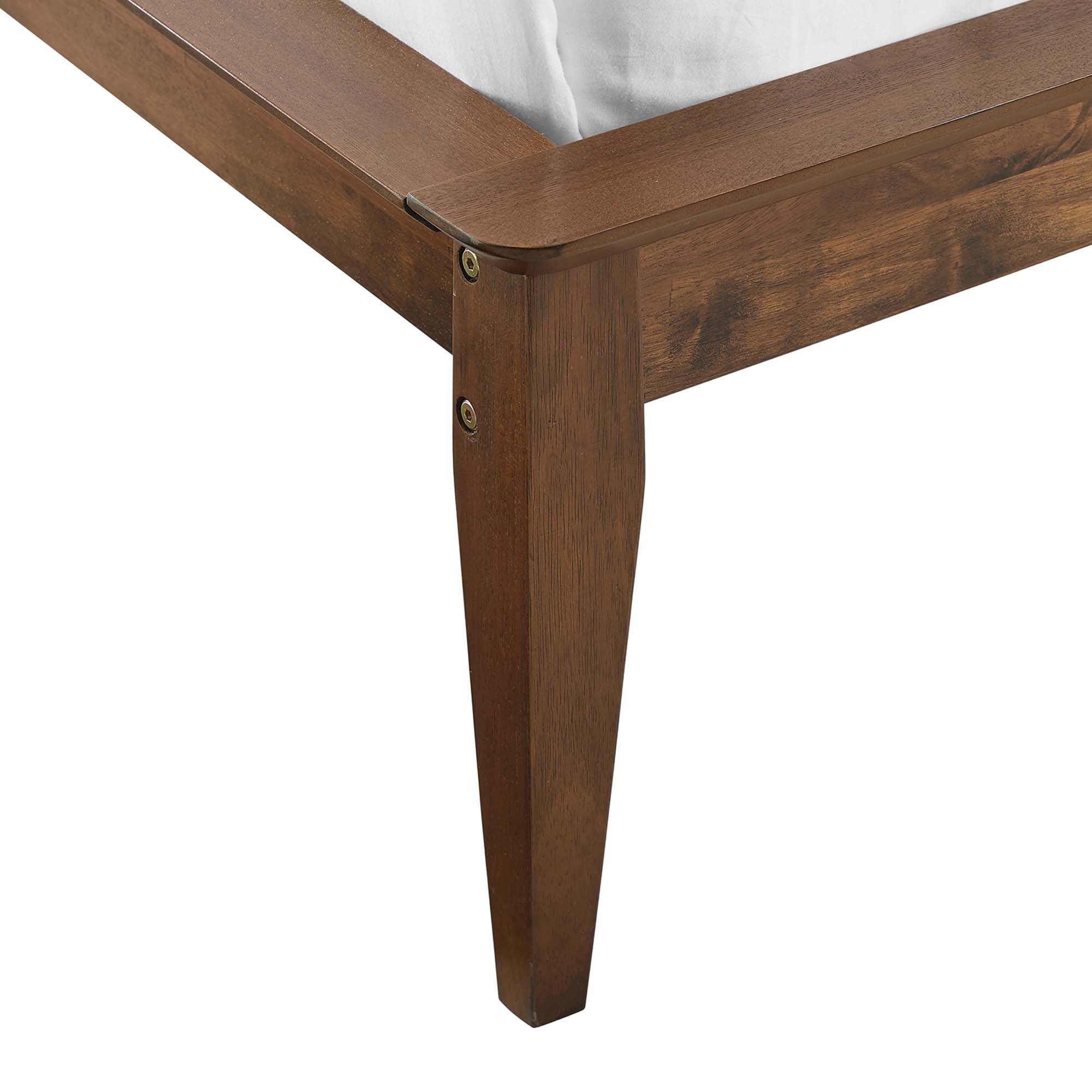 Seraphina King Walnut Wood Platform Bed  Retro Design