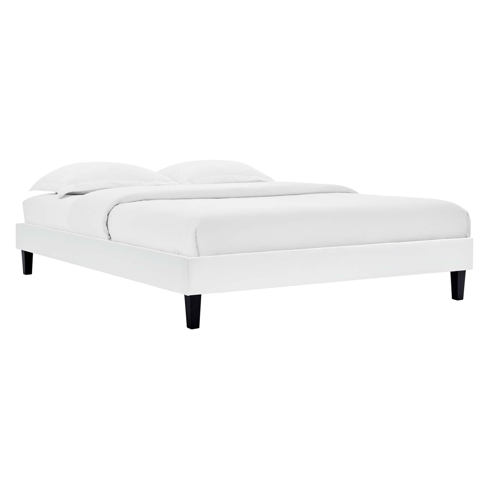 Reign White Full Performance Velvet Platform Bed Frame