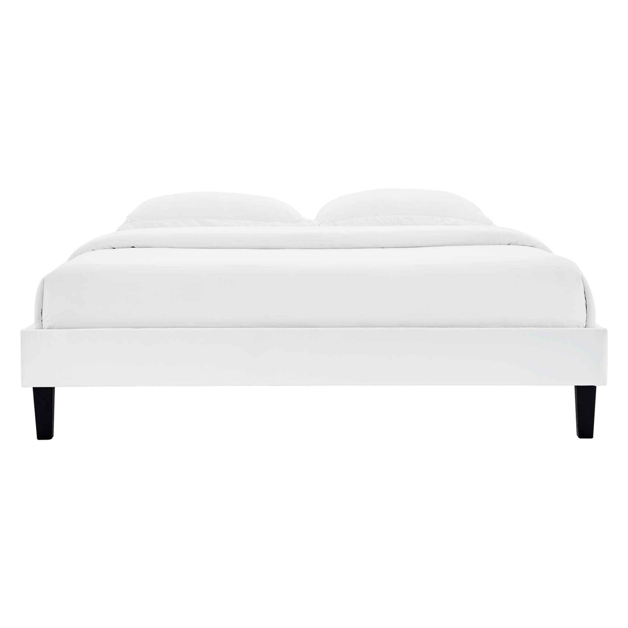 Reign White Full Performance Velvet Platform Bed Frame