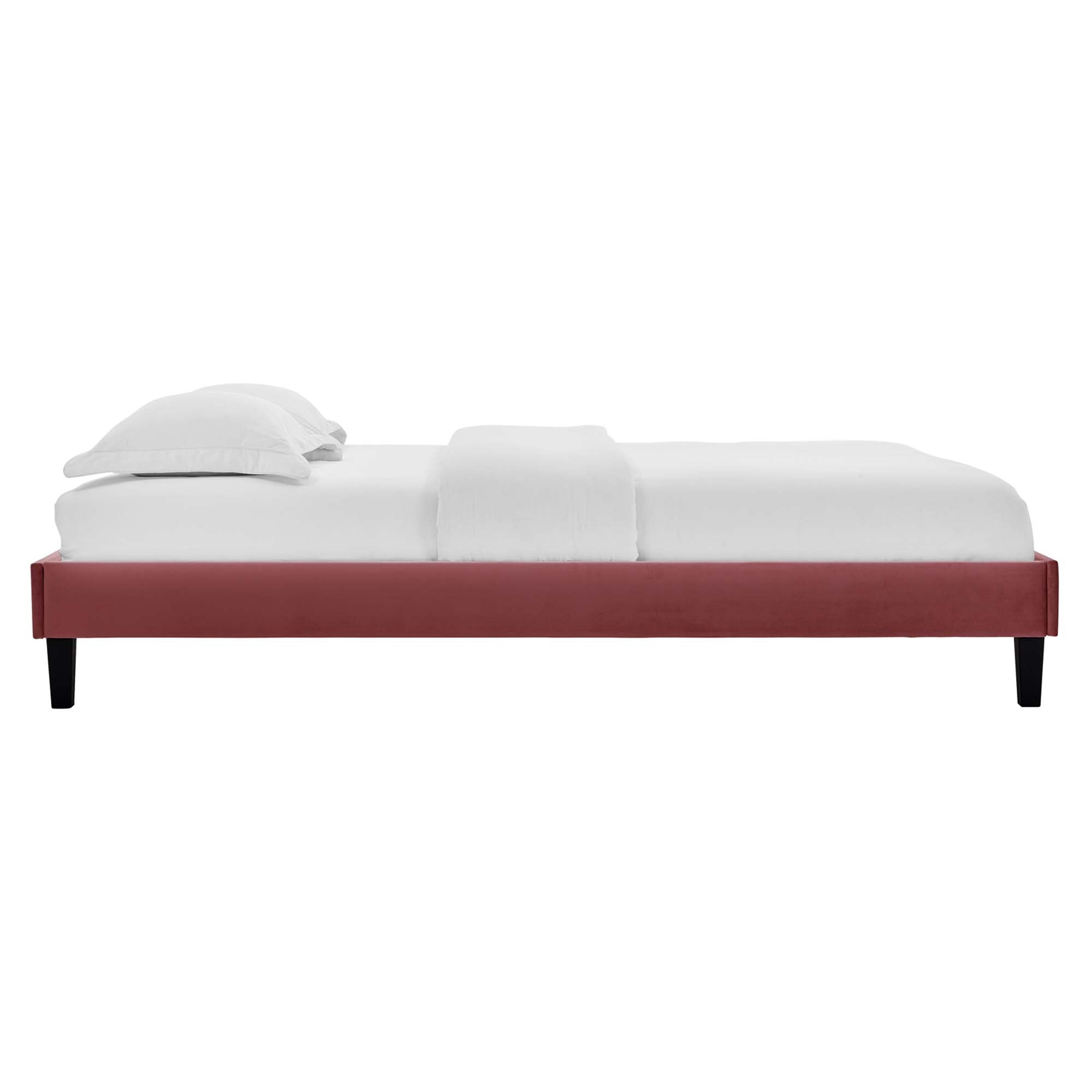 Reign Performance Velvet King Platform Bed Frame, Dusty Rose