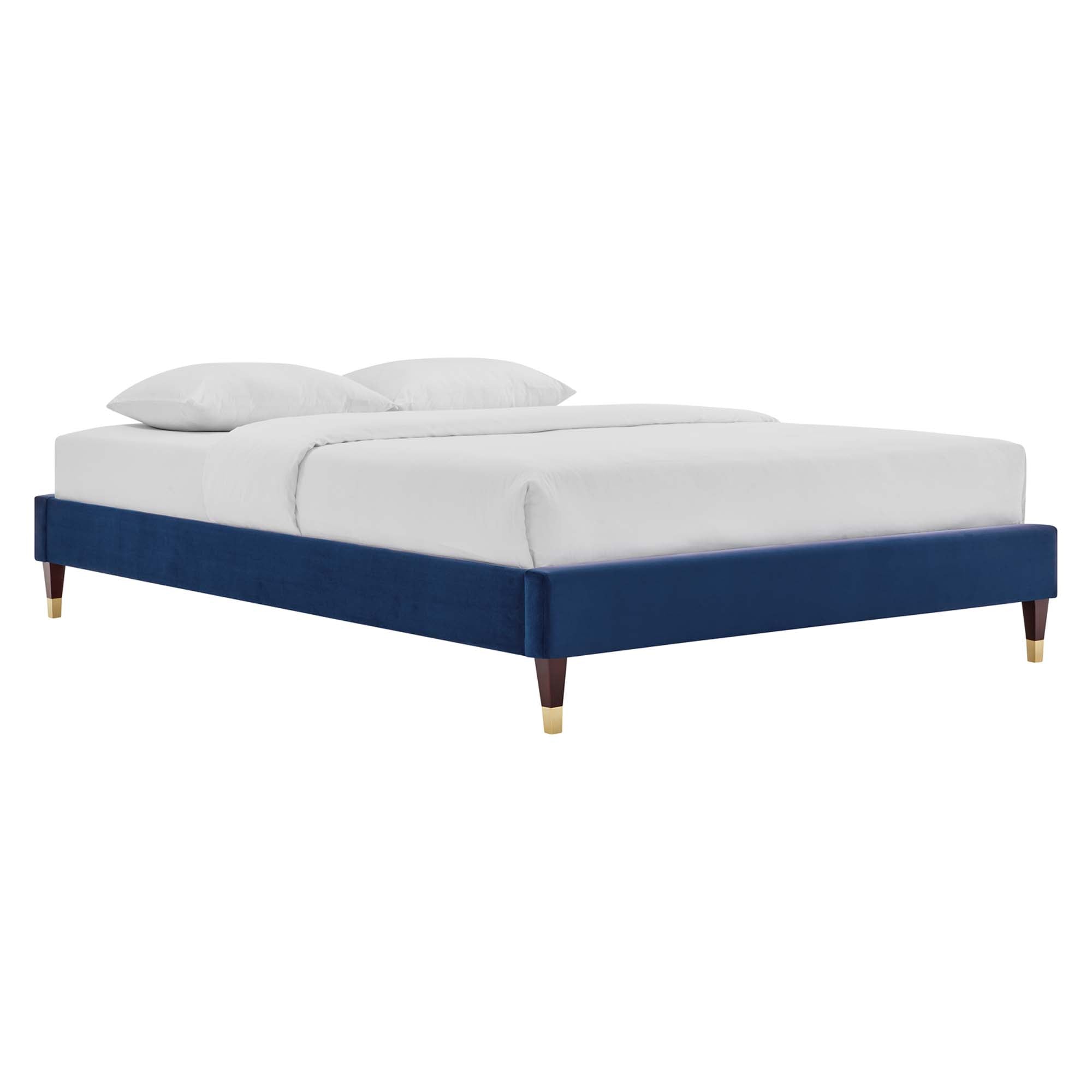 Harlow Performance Velvet Full Platform Bed Frame, Navy