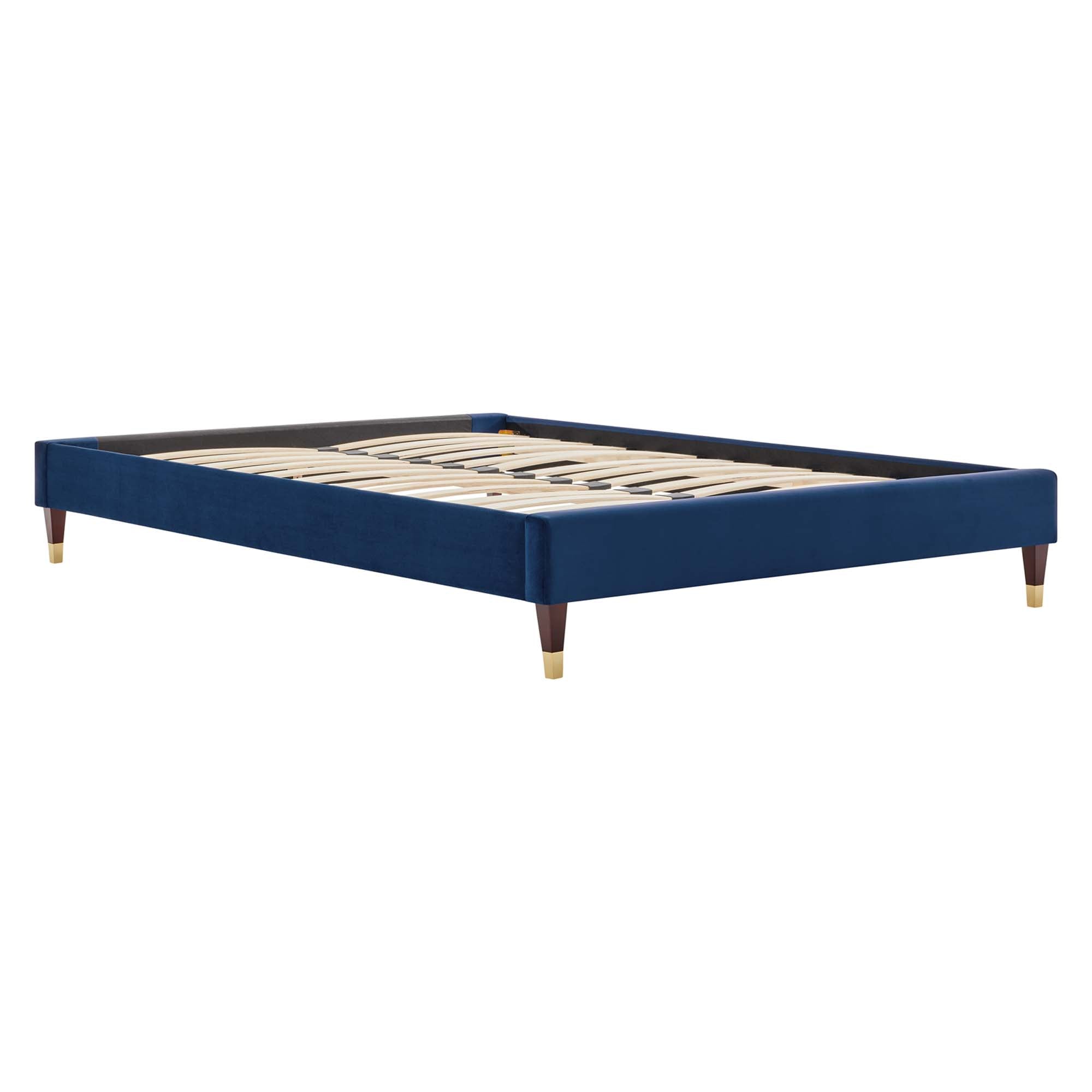 Harlow Performance Velvet Full Platform Bed Frame, Navy