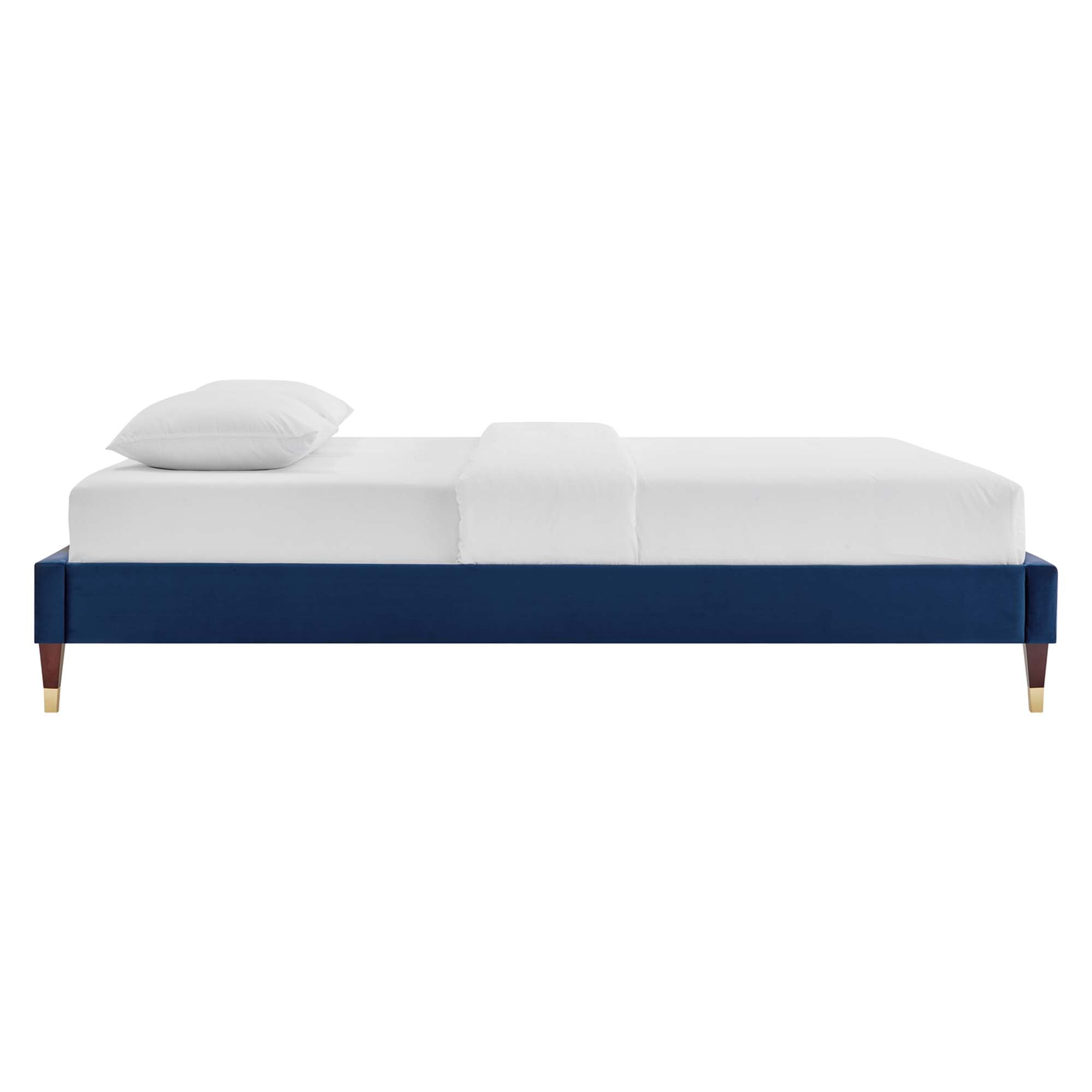 Harlow Performance Velvet Full Platform Bed Frame, Navy