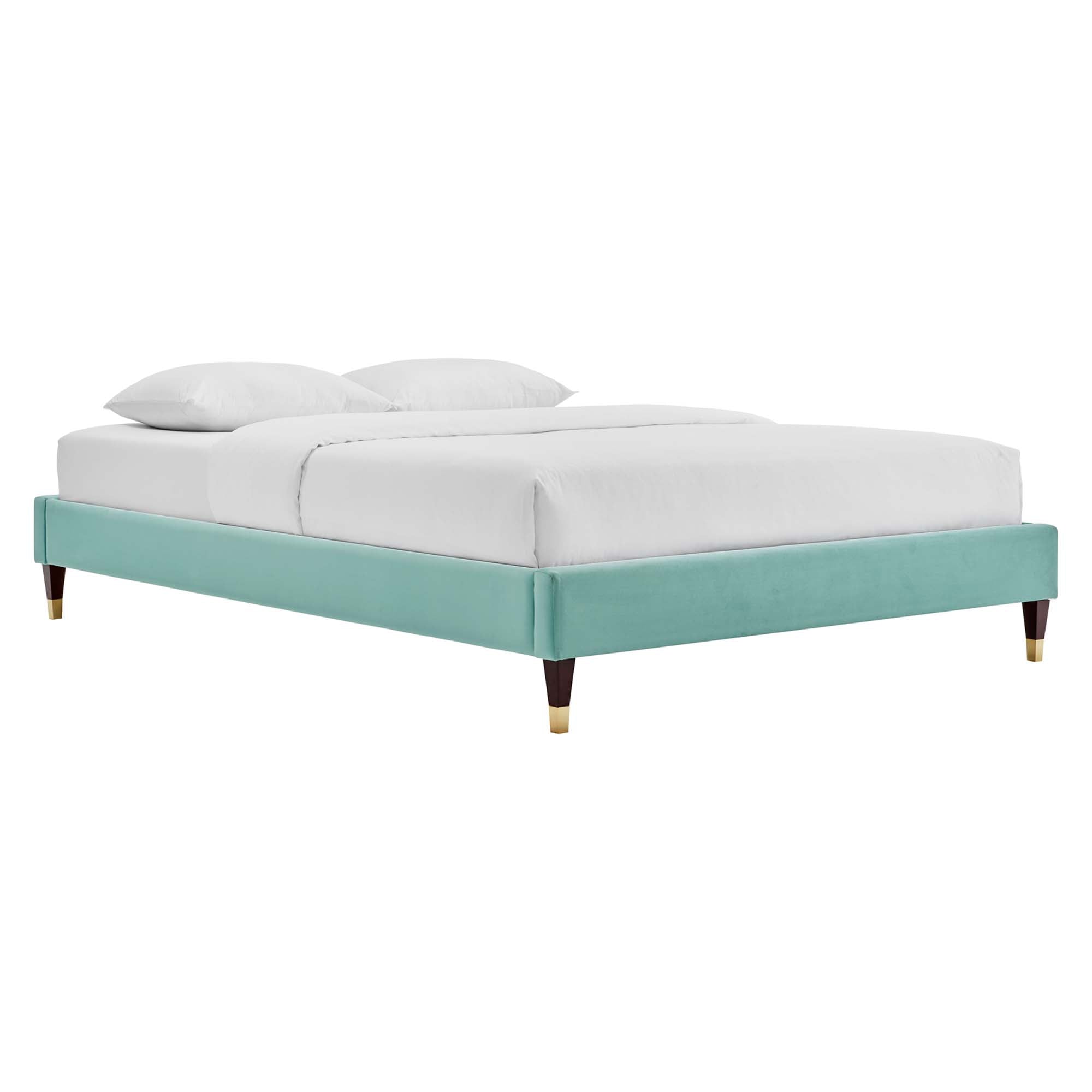 Orweth Queen Performance Velvet Platform Bed Stain Resistant Frame