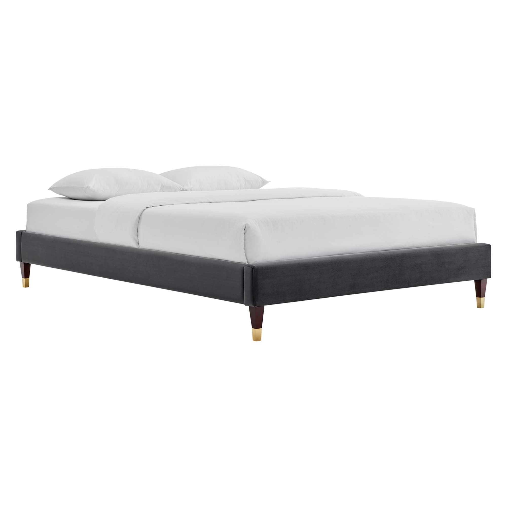 Northal King White Velvet Platform Bed Frame  No Box Spring Required