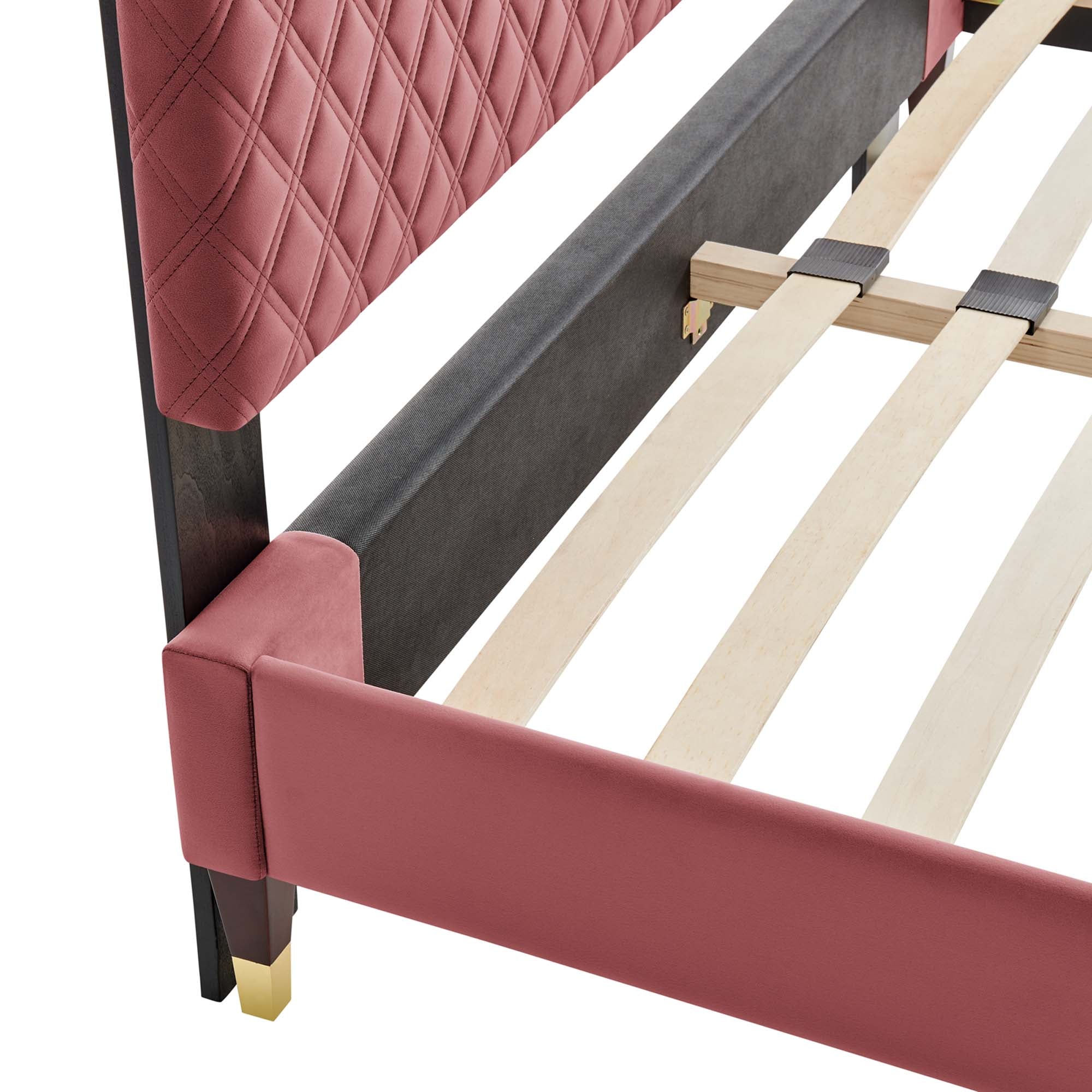 Harlow Performance Velvet King Platform Bed Frame, Dusty Rose