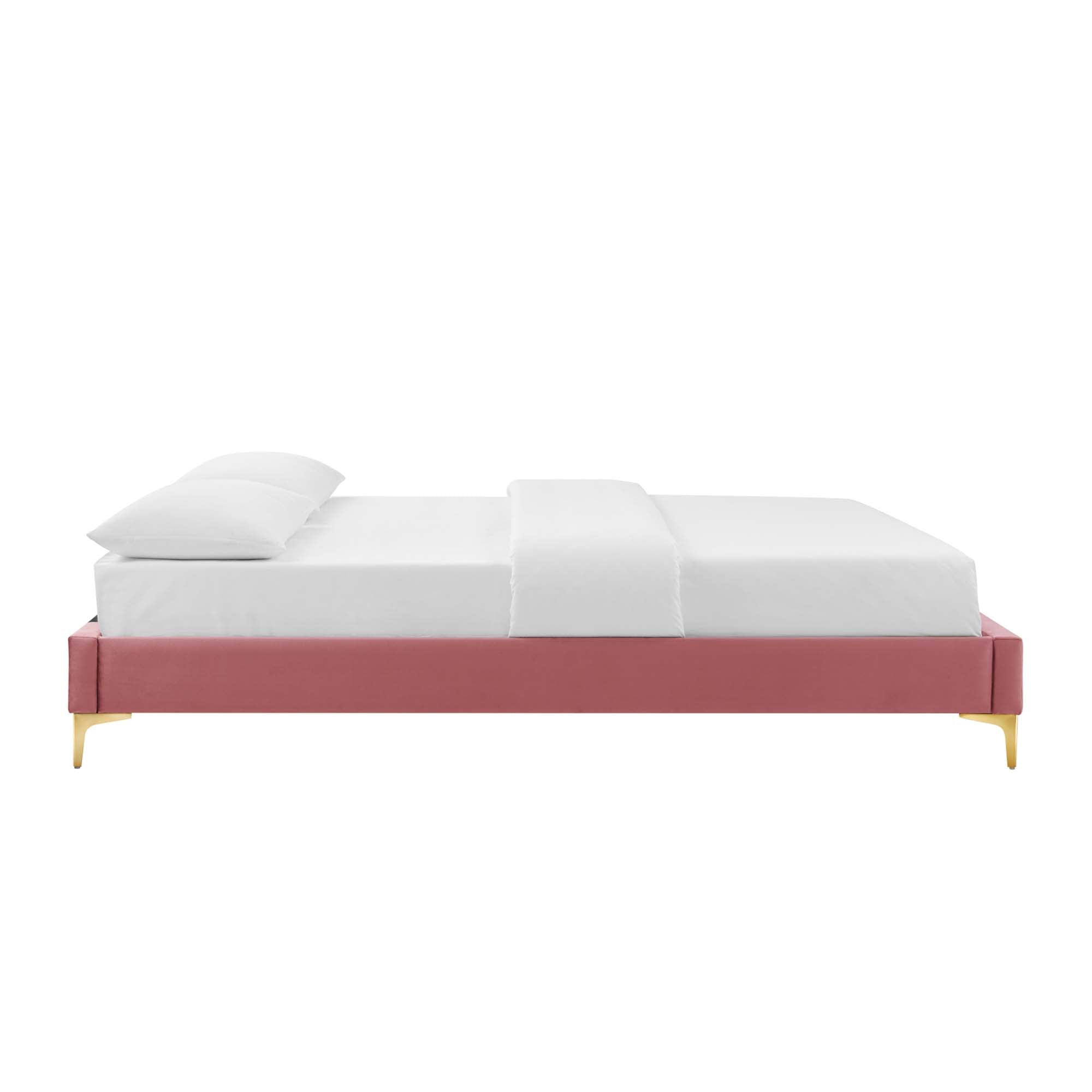 Sutton Dusty Rose Queen Performance Velvet Bed Frame