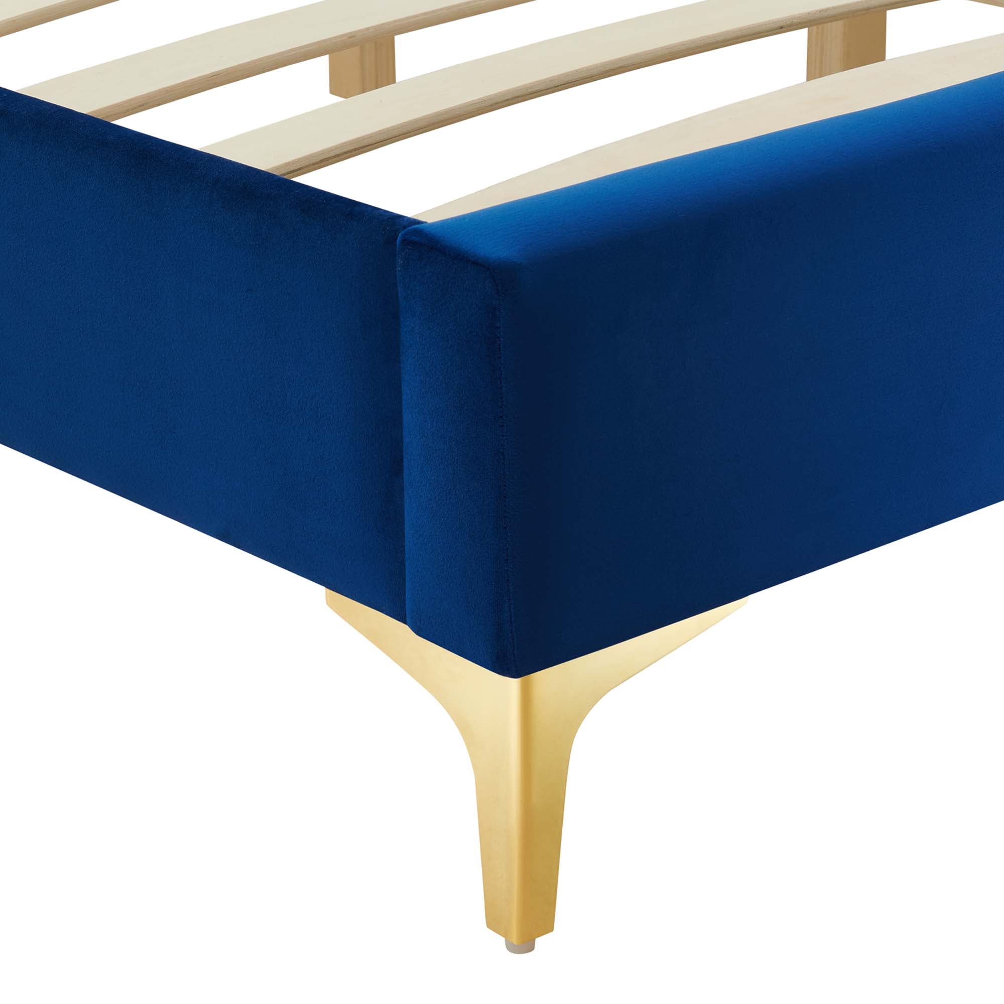 Sutton Performance Velvet Queen Bed Frame, Navy