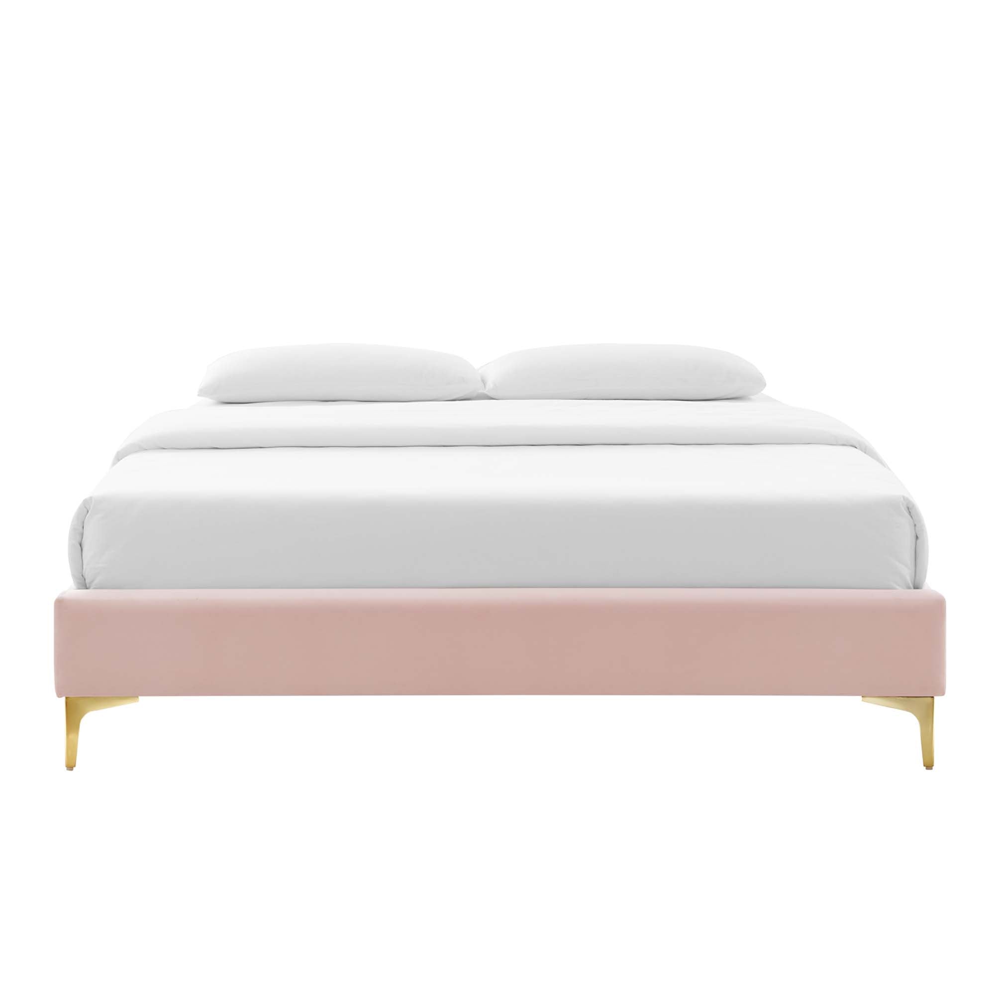 Sutton Performance Velvet Queen Bed Frame, Pink