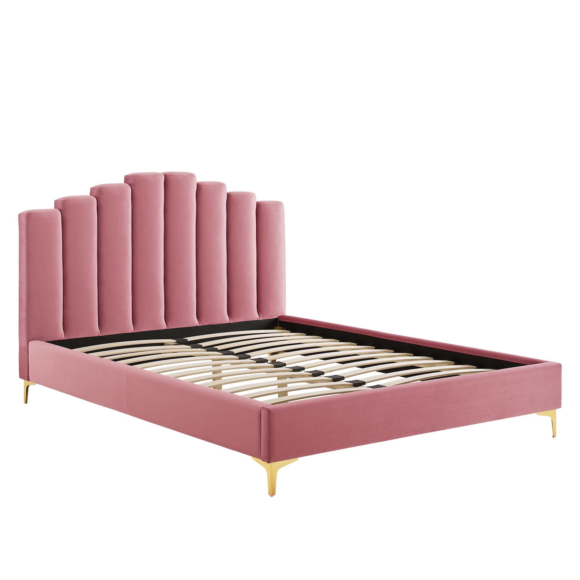 Olivia Dusty Rose Queen Performance Velvet Platform Bed