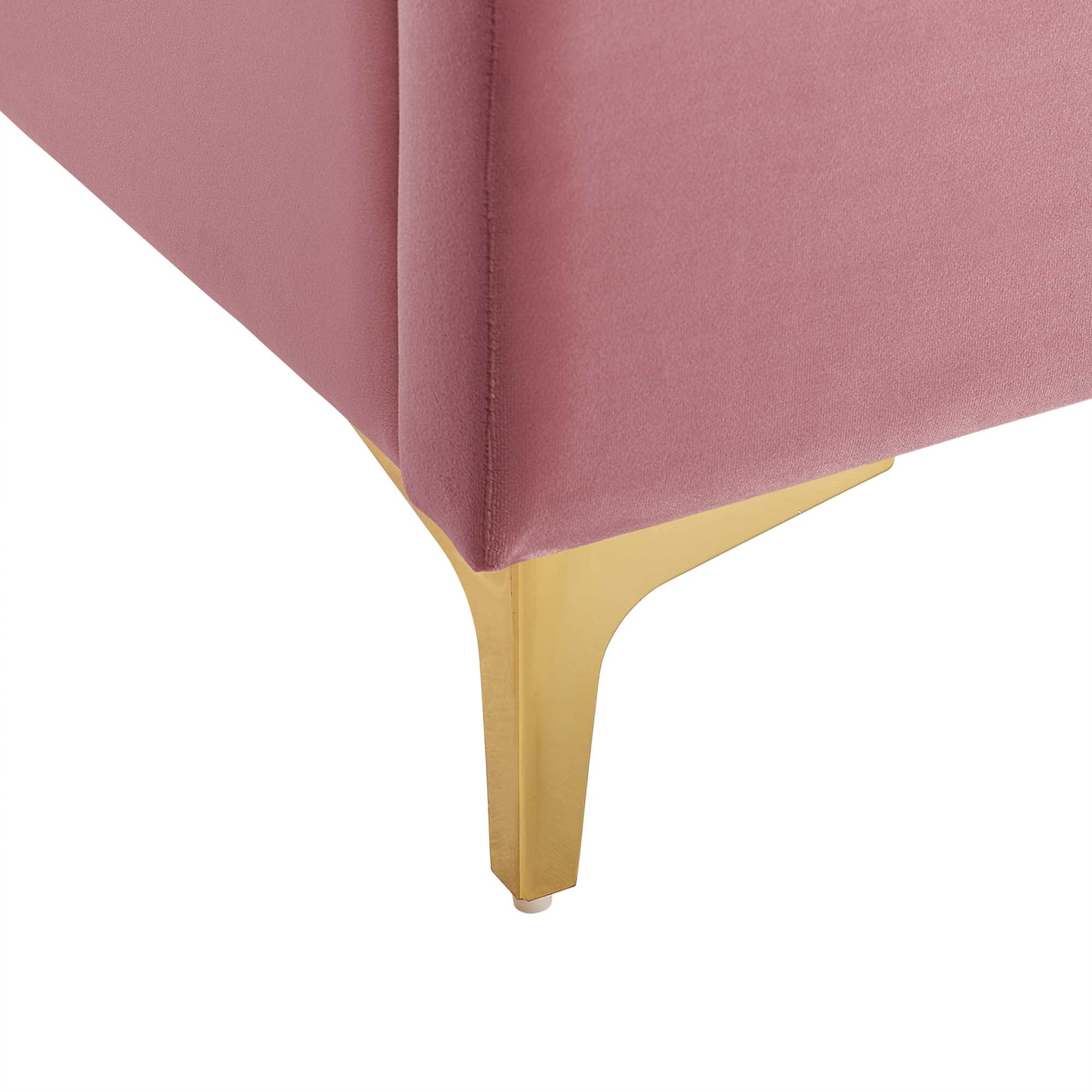 Whisk Channel Tufted Queen Platform Bed  Dusty Rose Performance Velvet
