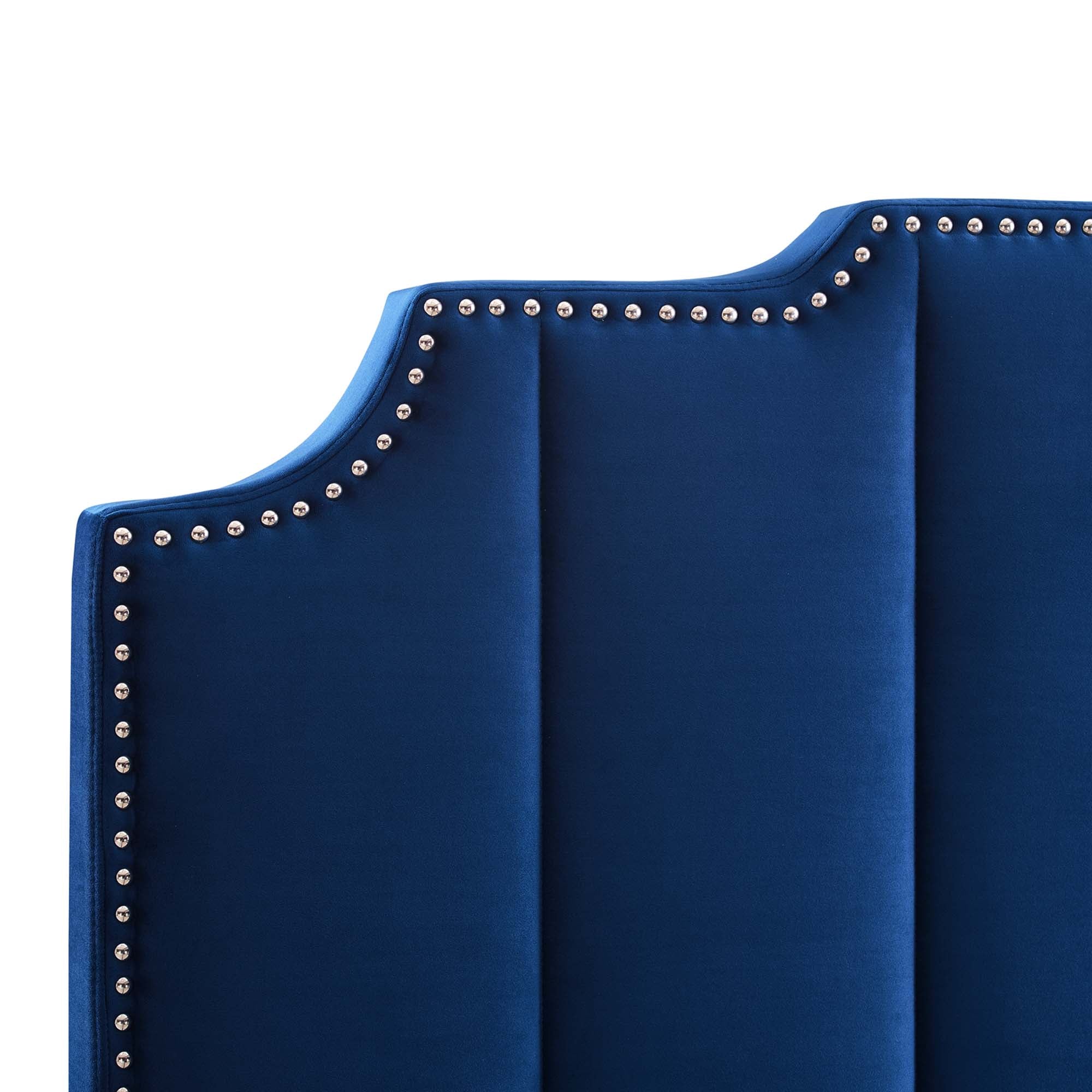 Lucille Navy Queen Performance Velvet Platform Bed