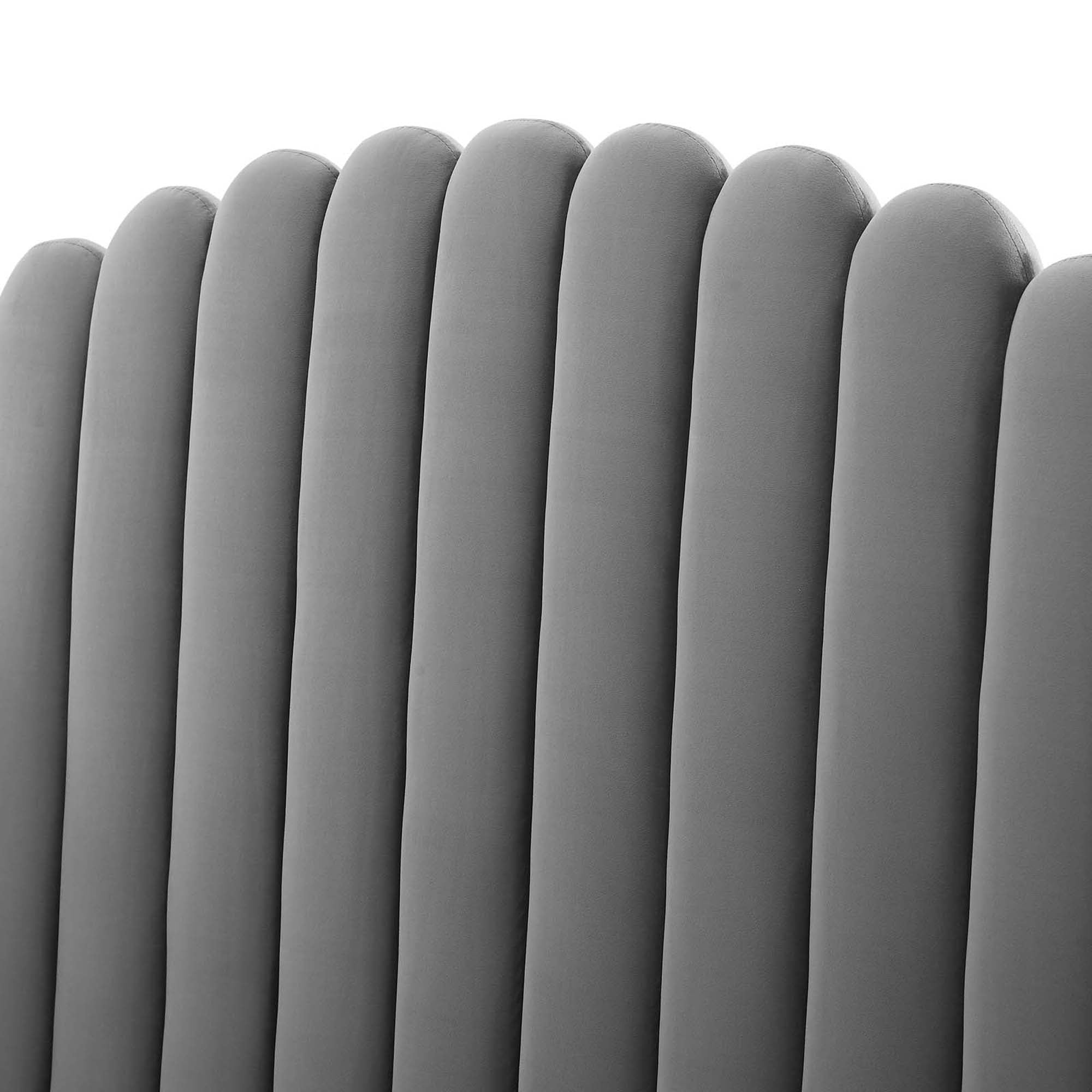 Lana Performance Velvet Queen Wingback Platform Bed, Gray