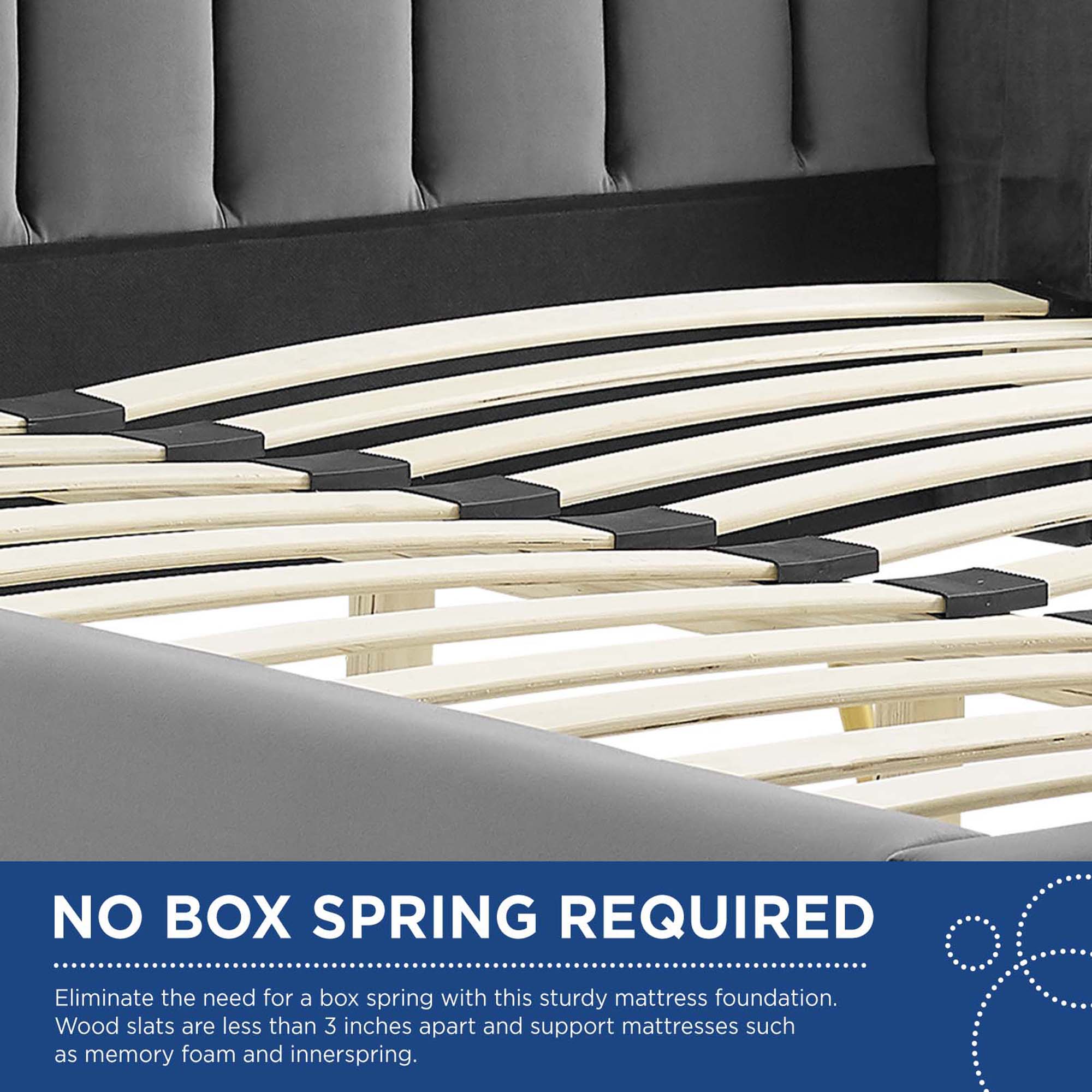 Lana Performance Velvet Queen Wingback Platform Bed, Gray