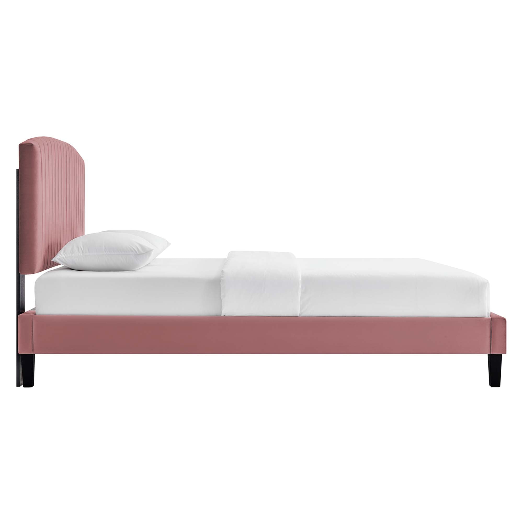 Alessi Dusty Rose Performance Velvet Queen Platform Bed