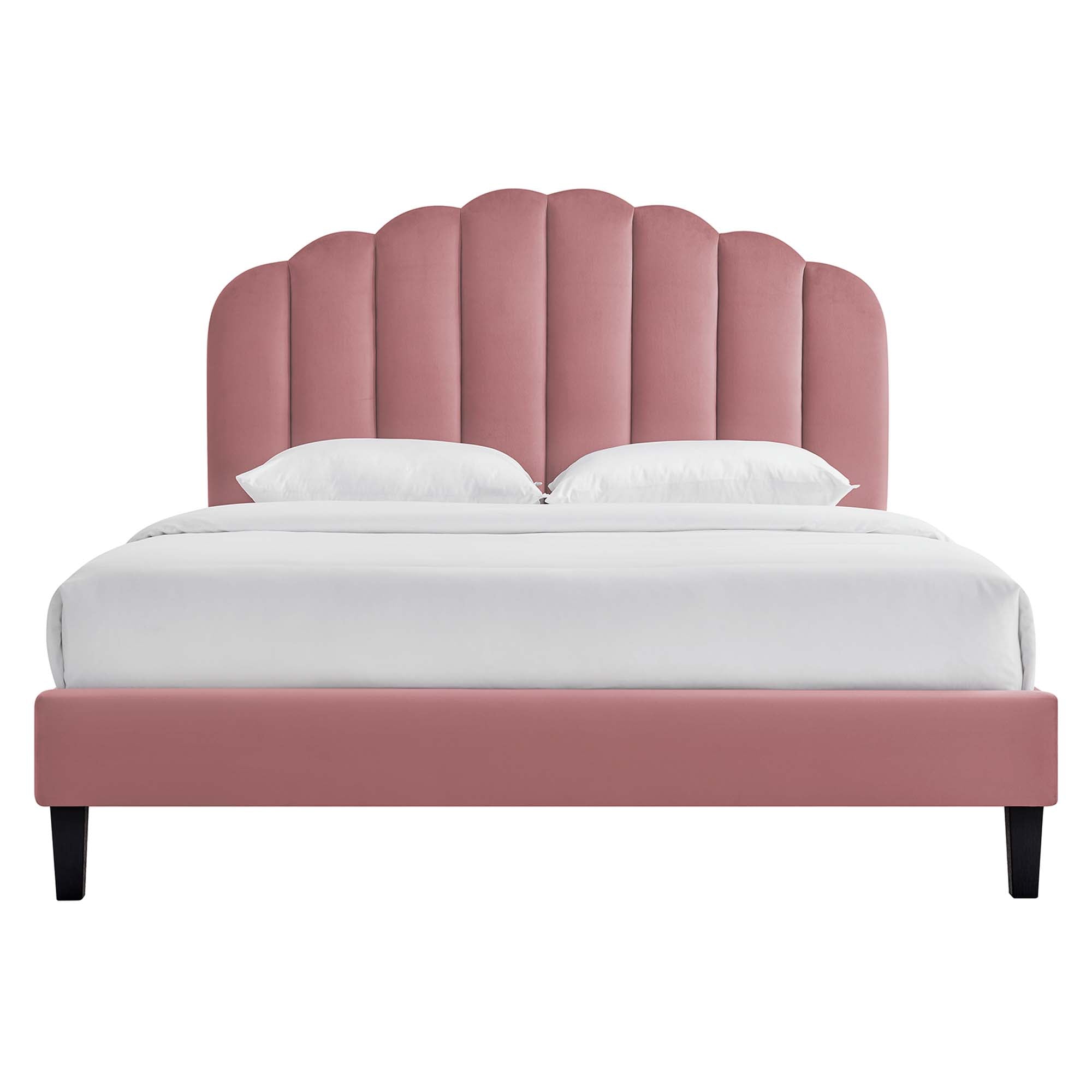 Daisy Performance Velvet Queen Platform Bed, Dusty Rose
