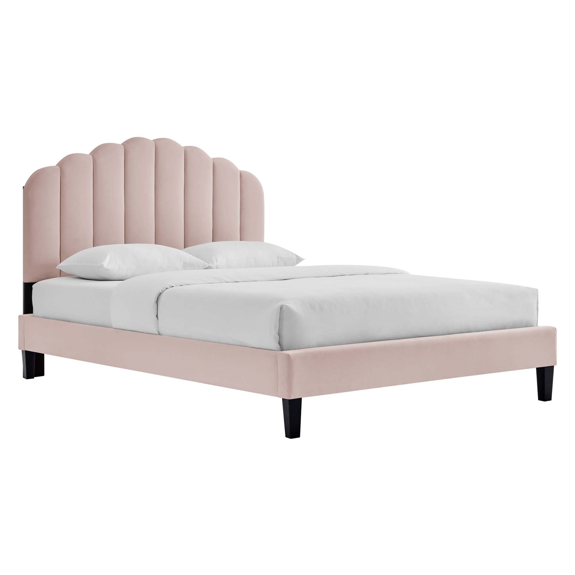 Daisy Pink Performance Velvet Queen Platform Bed