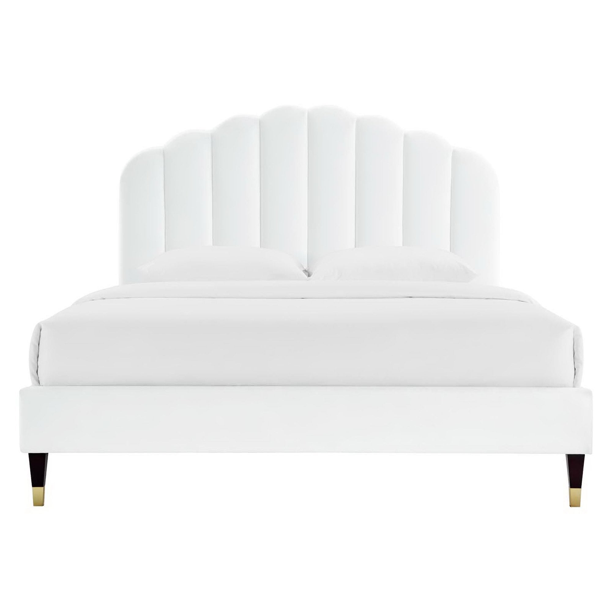 Daisy White Performance Velvet Queen Platform Bed