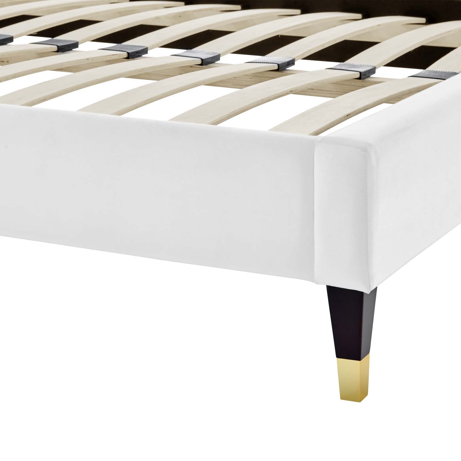 Daisy White Performance Velvet Queen Platform Bed