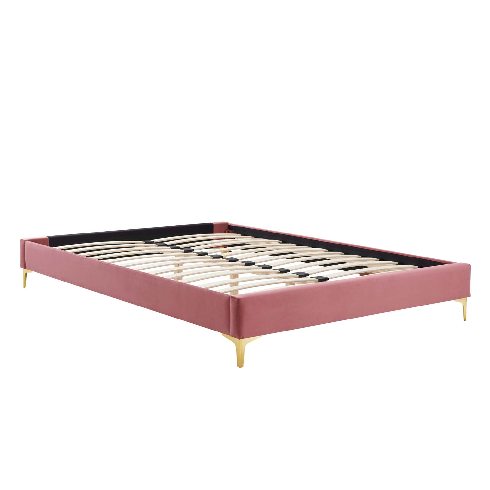 Sutton Performance Velvet Twin Bed Frame, Dusty Rose