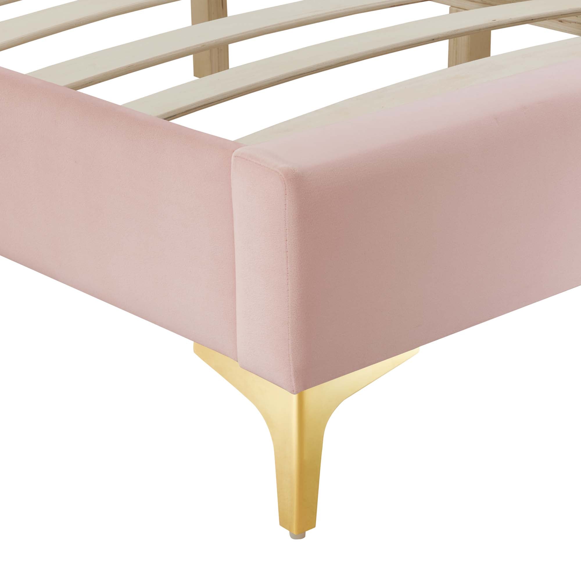 Sutton Performance Velvet Twin Bed Frame, Pink