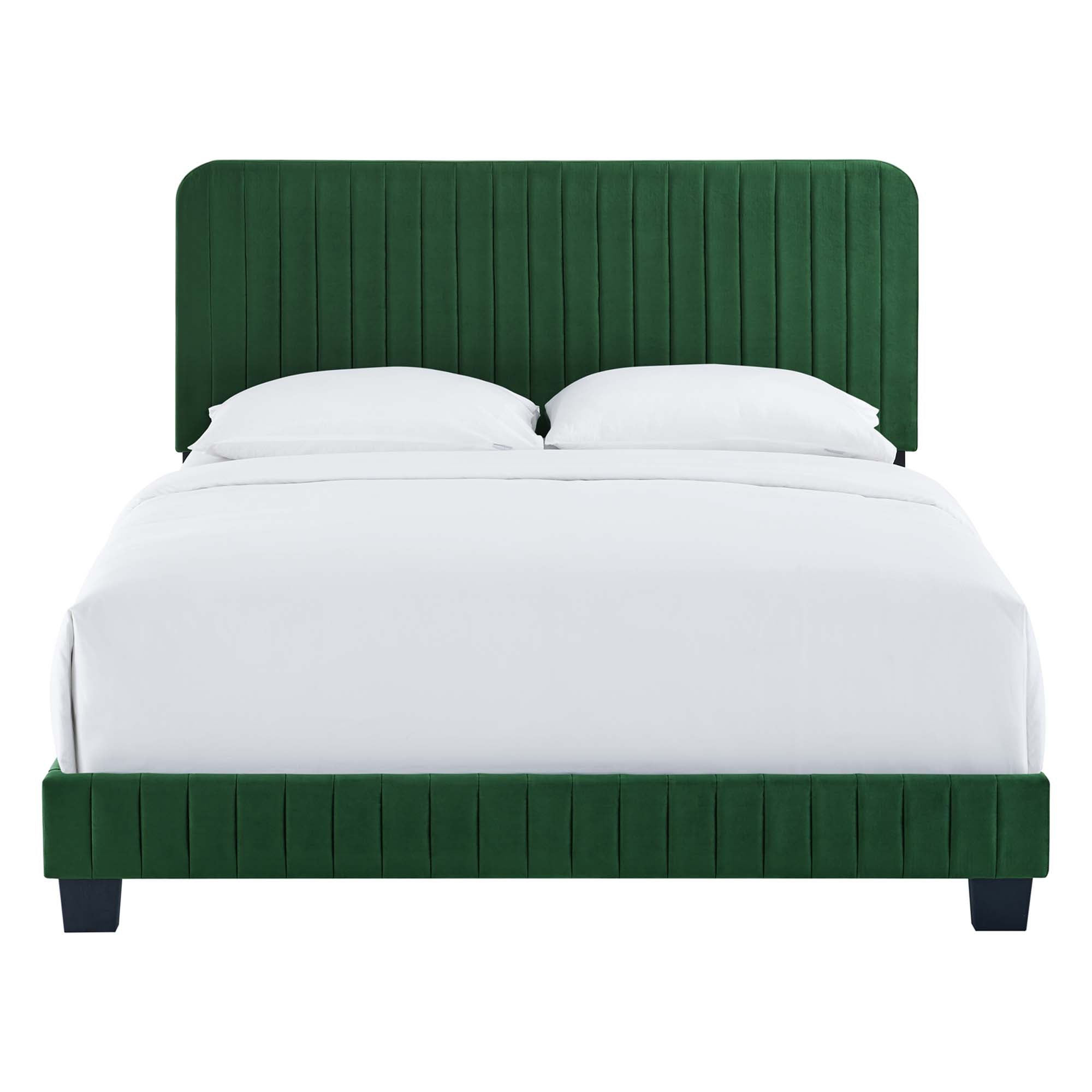 Celine Channel Tufted Performance Velvet Full Bed, Emerald
