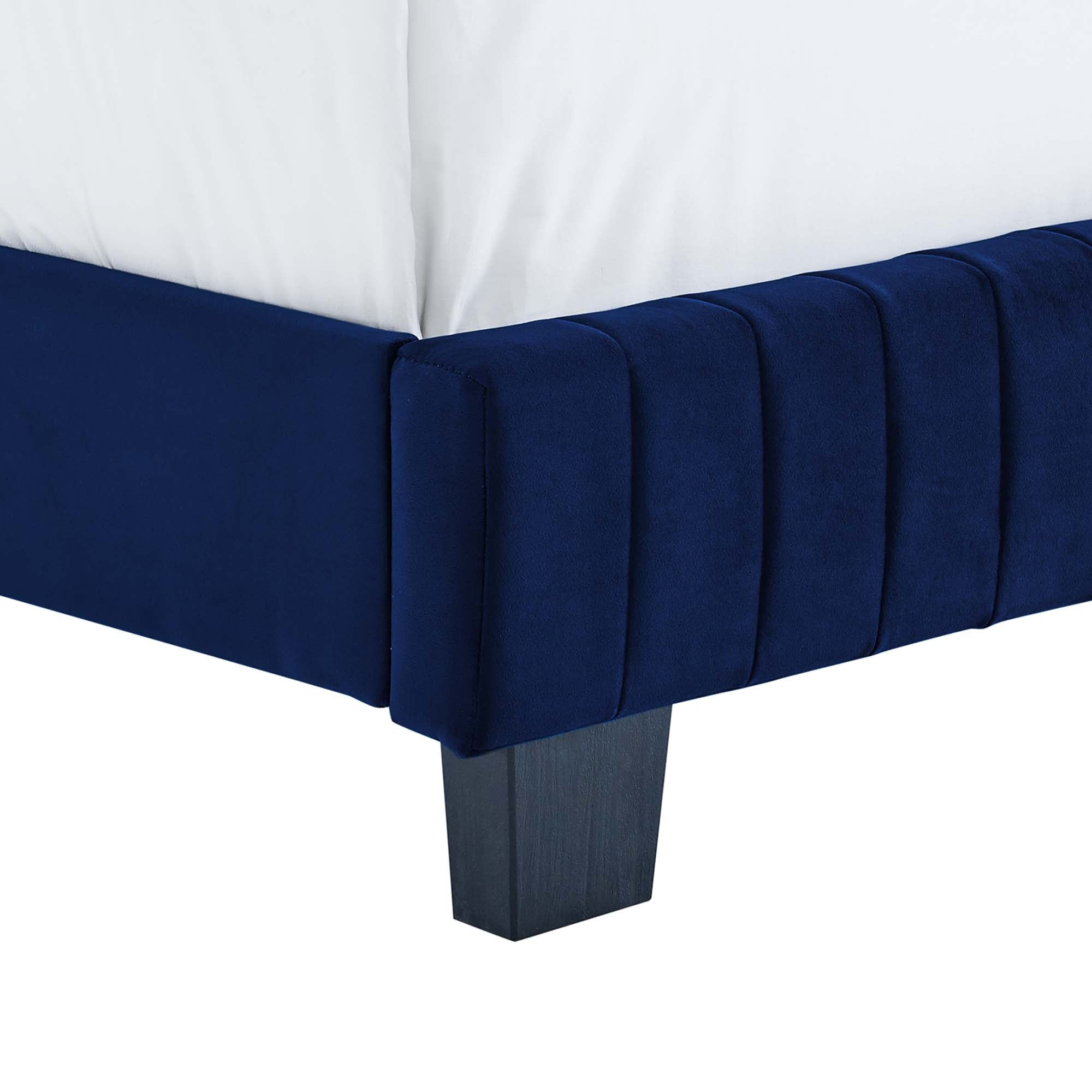 Celine Navy Channel Tufted Performance Velvet Full Bed