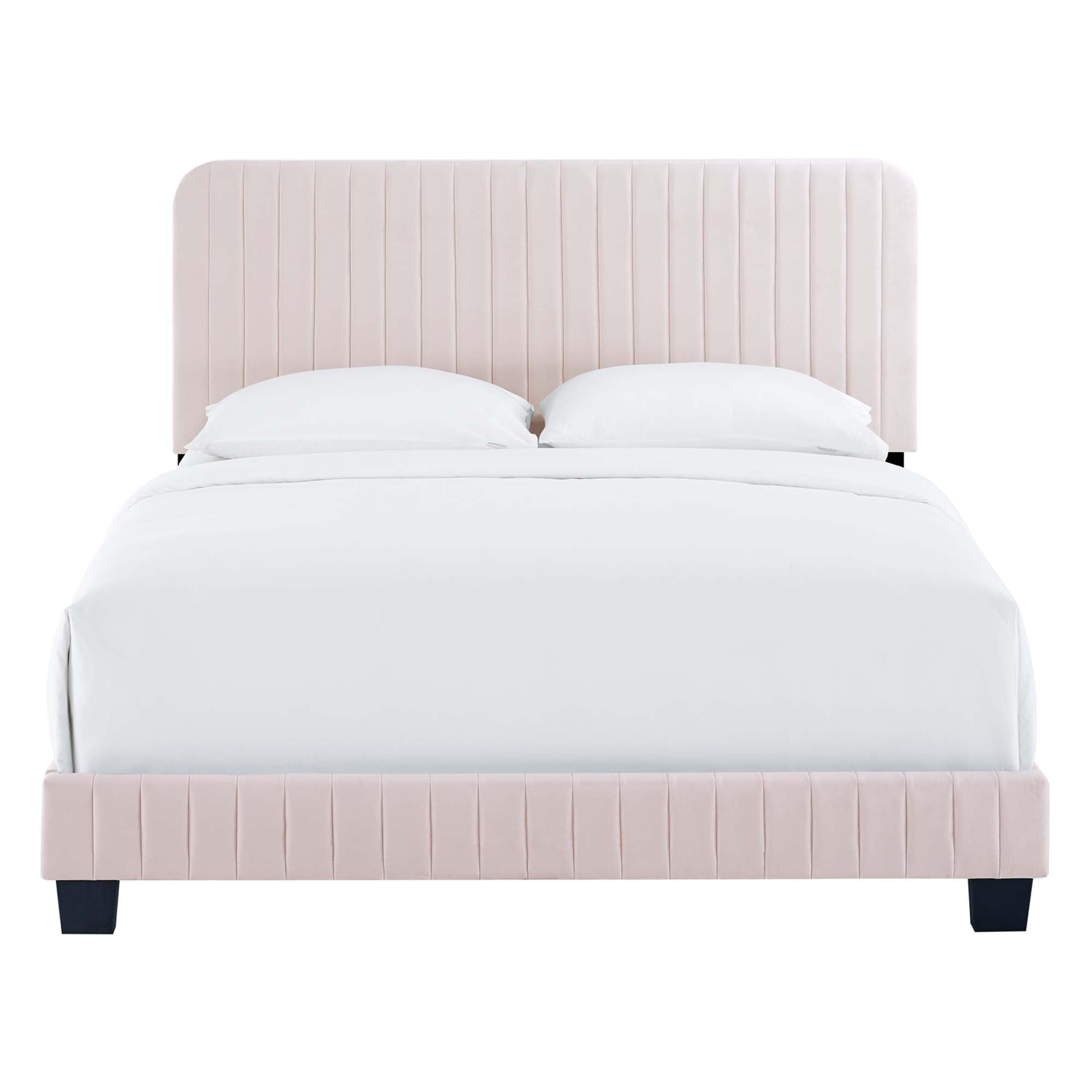 Celine Channel Tufted Performance Velvet Full Bed, Pink