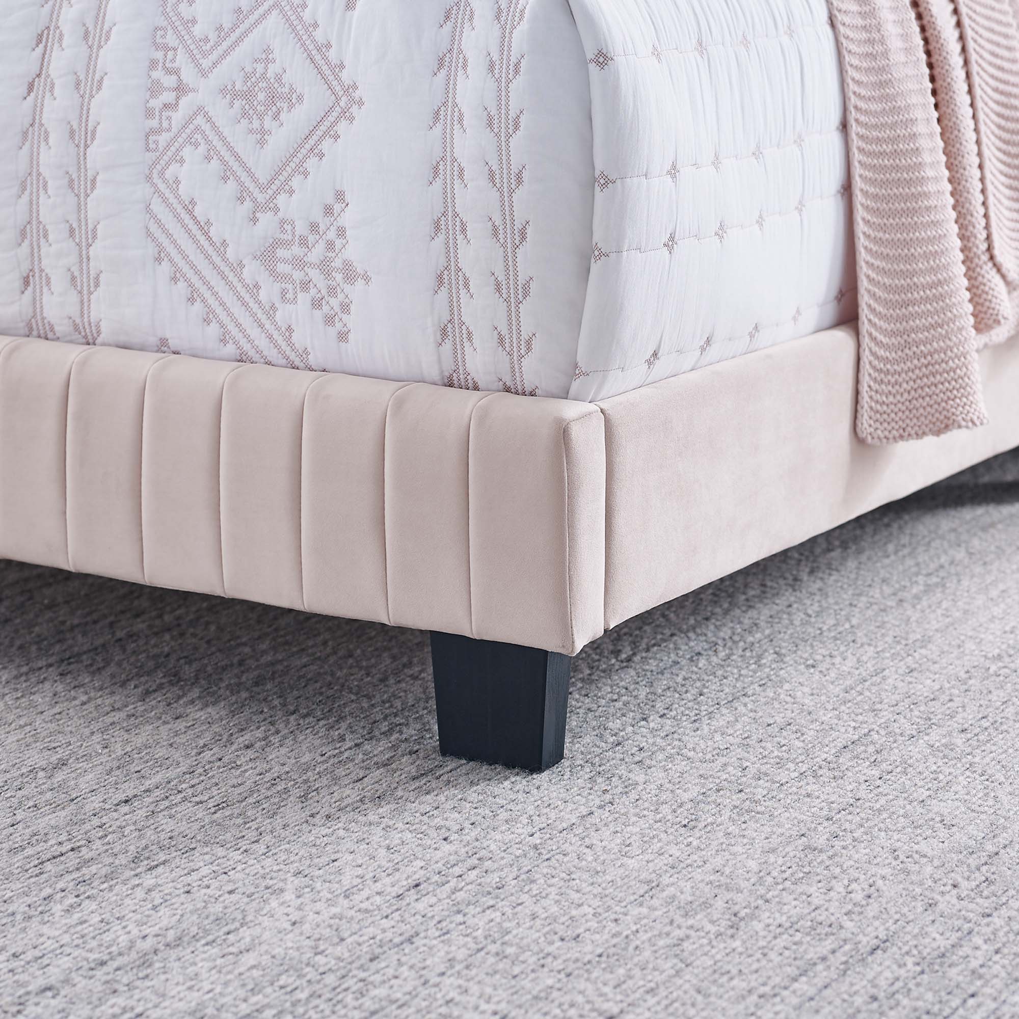 Celine Channel Tufted Performance Velvet Full Bed, Pink