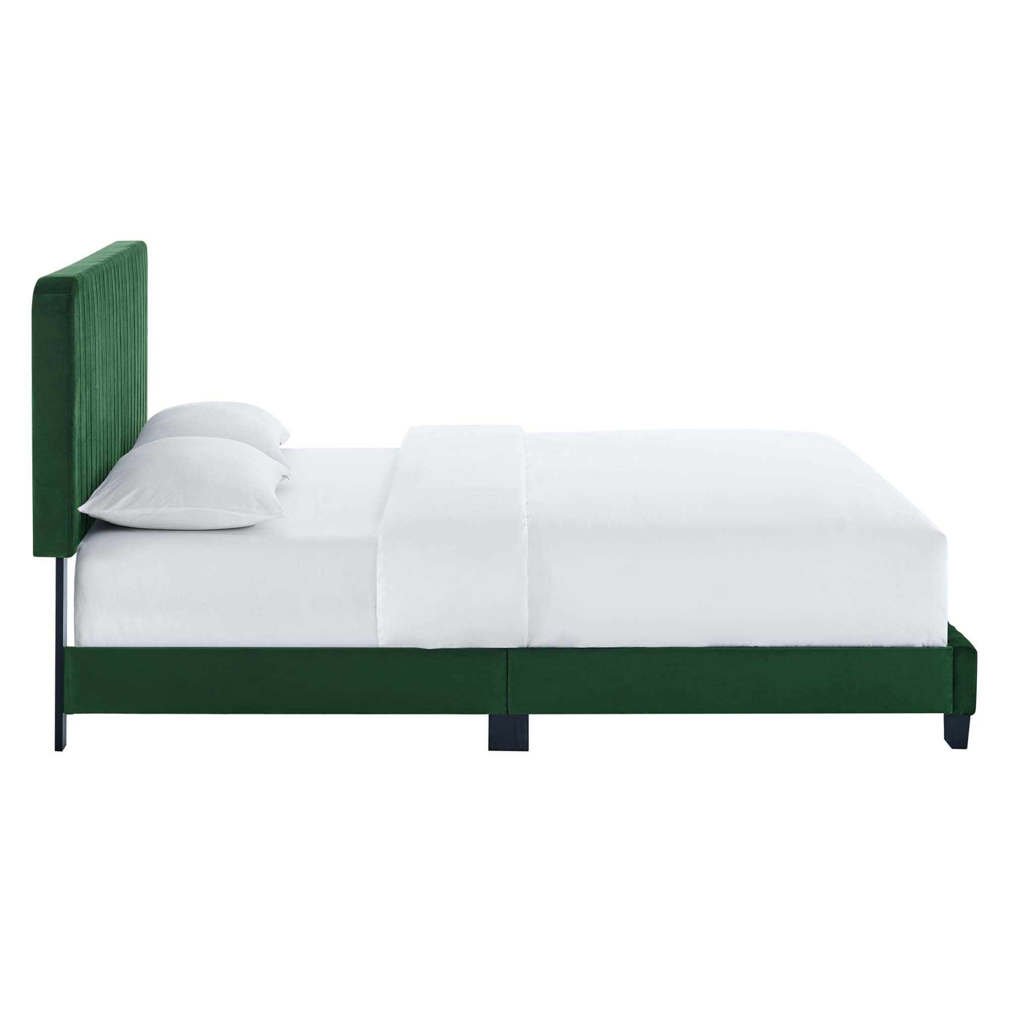 Celine Channel Tufted Performance Velvet King Platform Bed, Emerald