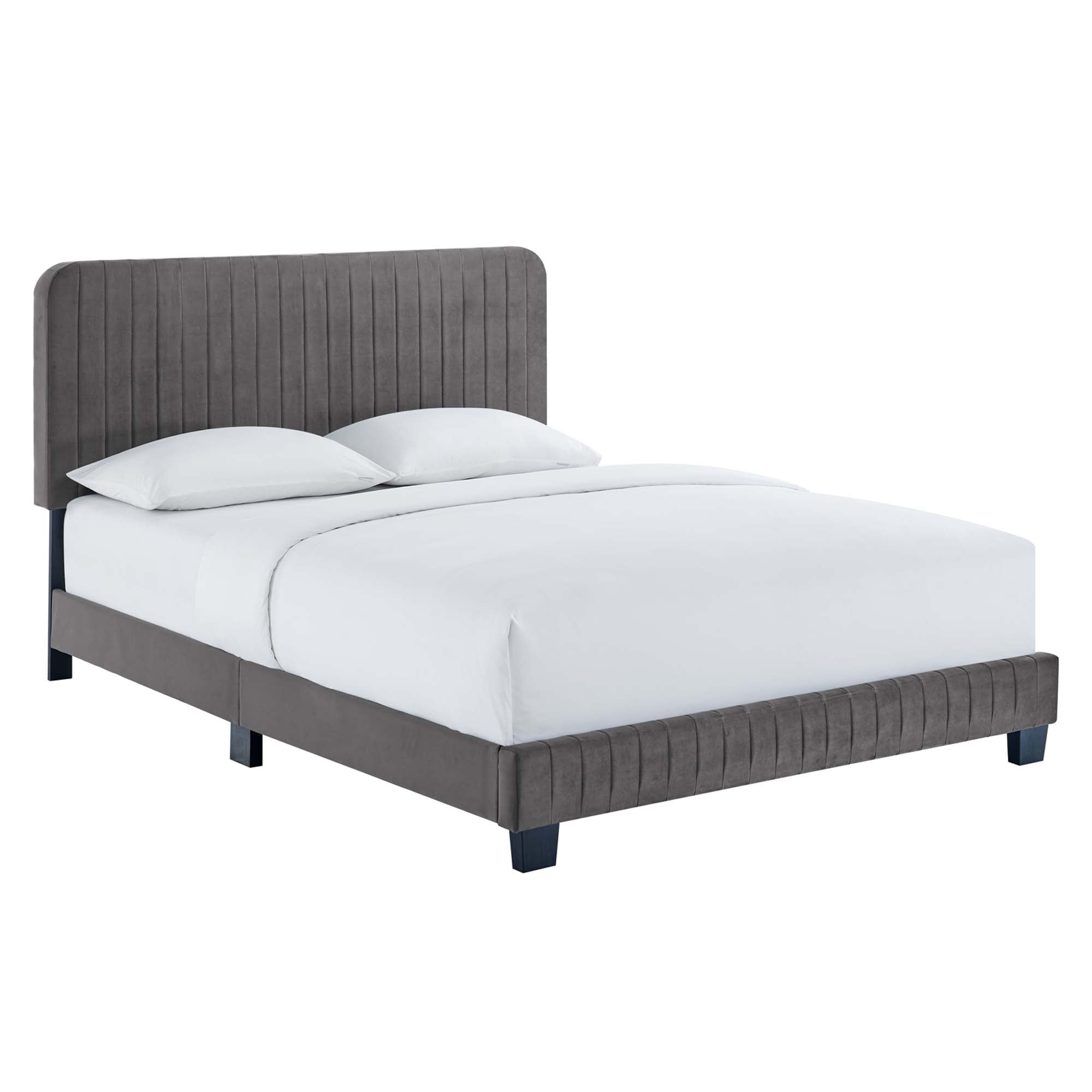 Celine White Channel Tufted Performance Velvet King Platform Bed