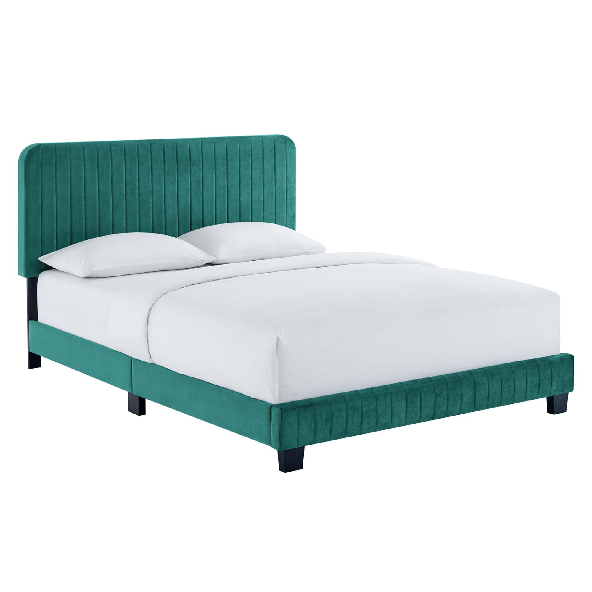 Celine White Channel Tufted Performance Velvet King Platform Bed