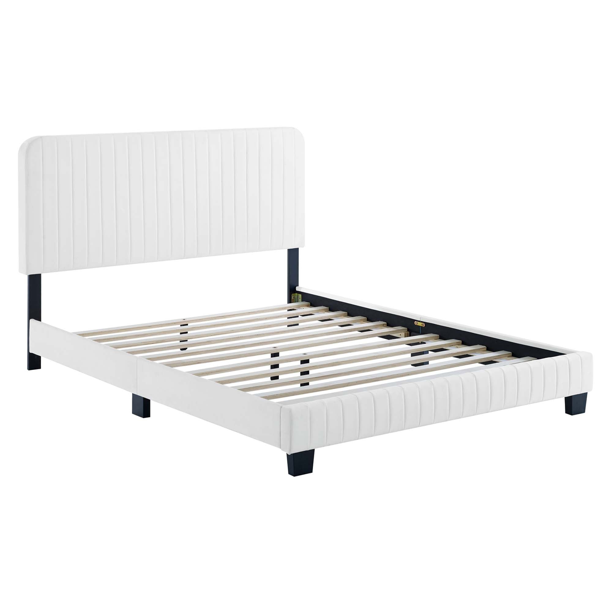 Celine White Channel Tufted Performance Velvet King Platform Bed