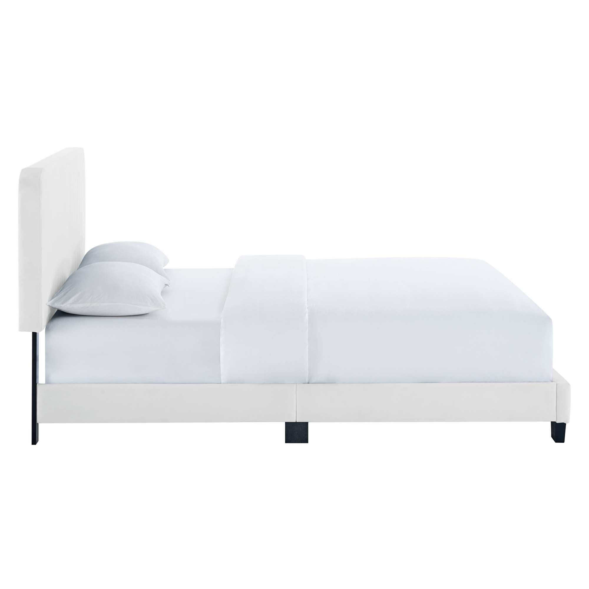 Celine White Channel Tufted Performance Velvet King Platform Bed