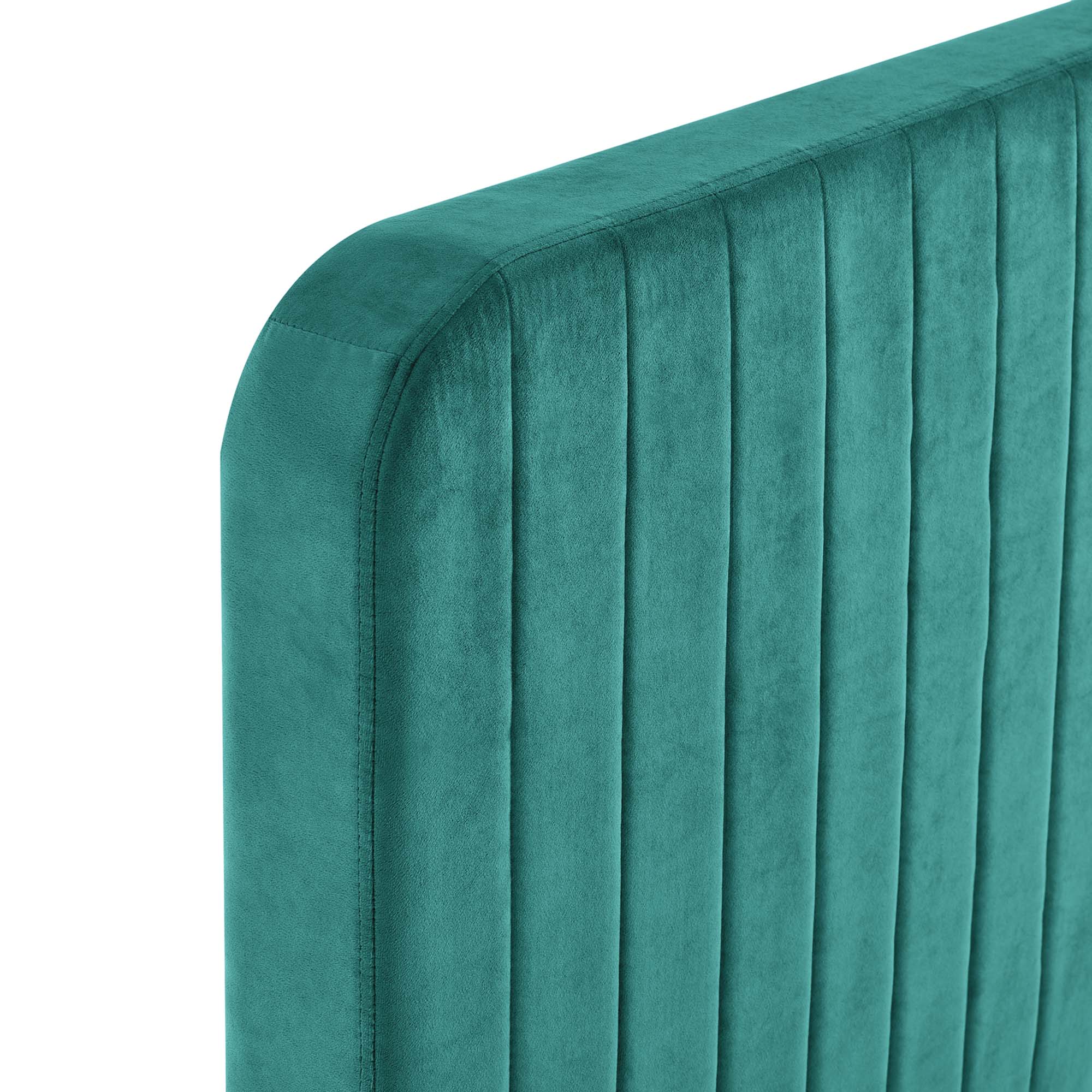 Celine Teal Channel Tufted Performance Velvet Queen Platform Bed