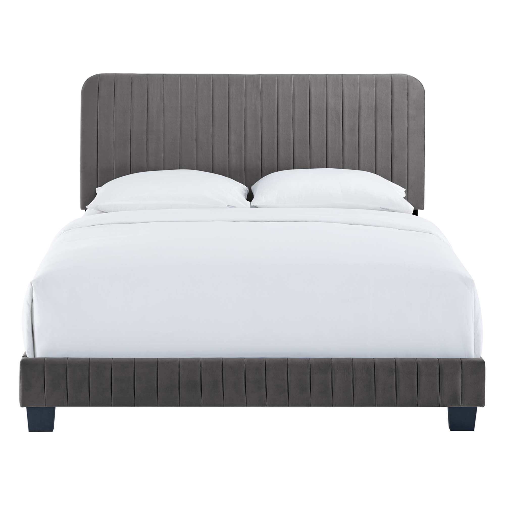 Celine Grey Channel Tufted Performance Velvet Full Platform Bed