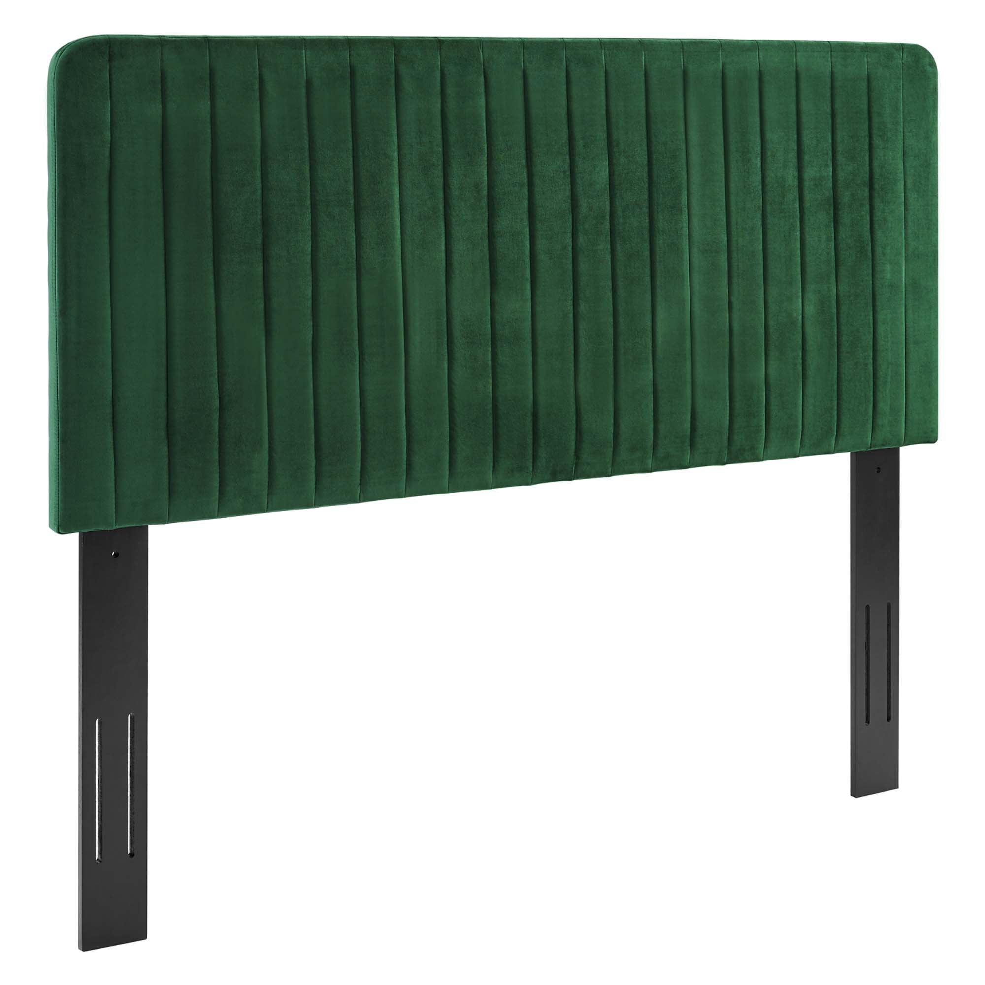 Milenna Channel Tufted Performance Velvet Full/Queen Headboard, Emerald
