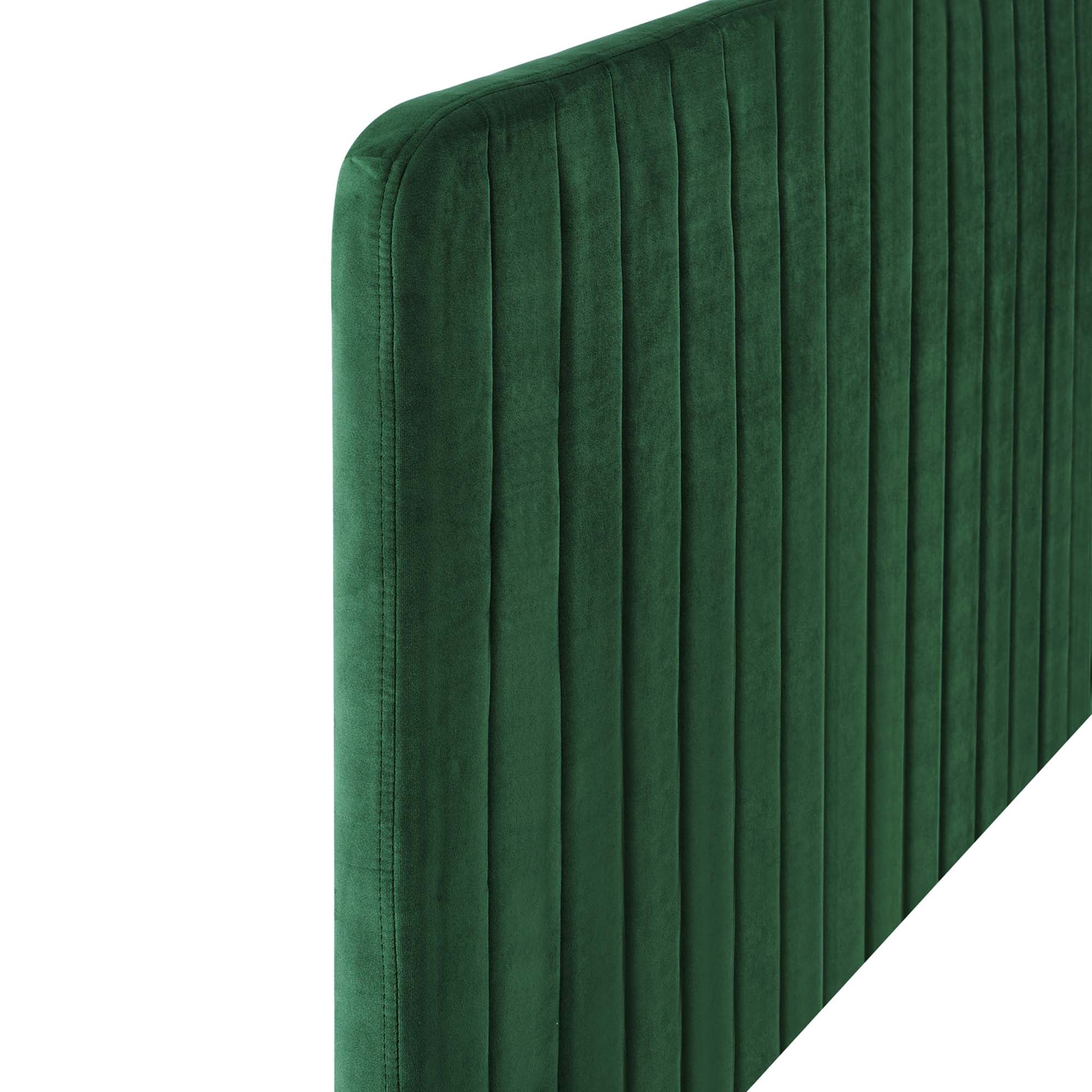 Milenna Channel Tufted Performance Velvet Full/Queen Headboard, Emerald