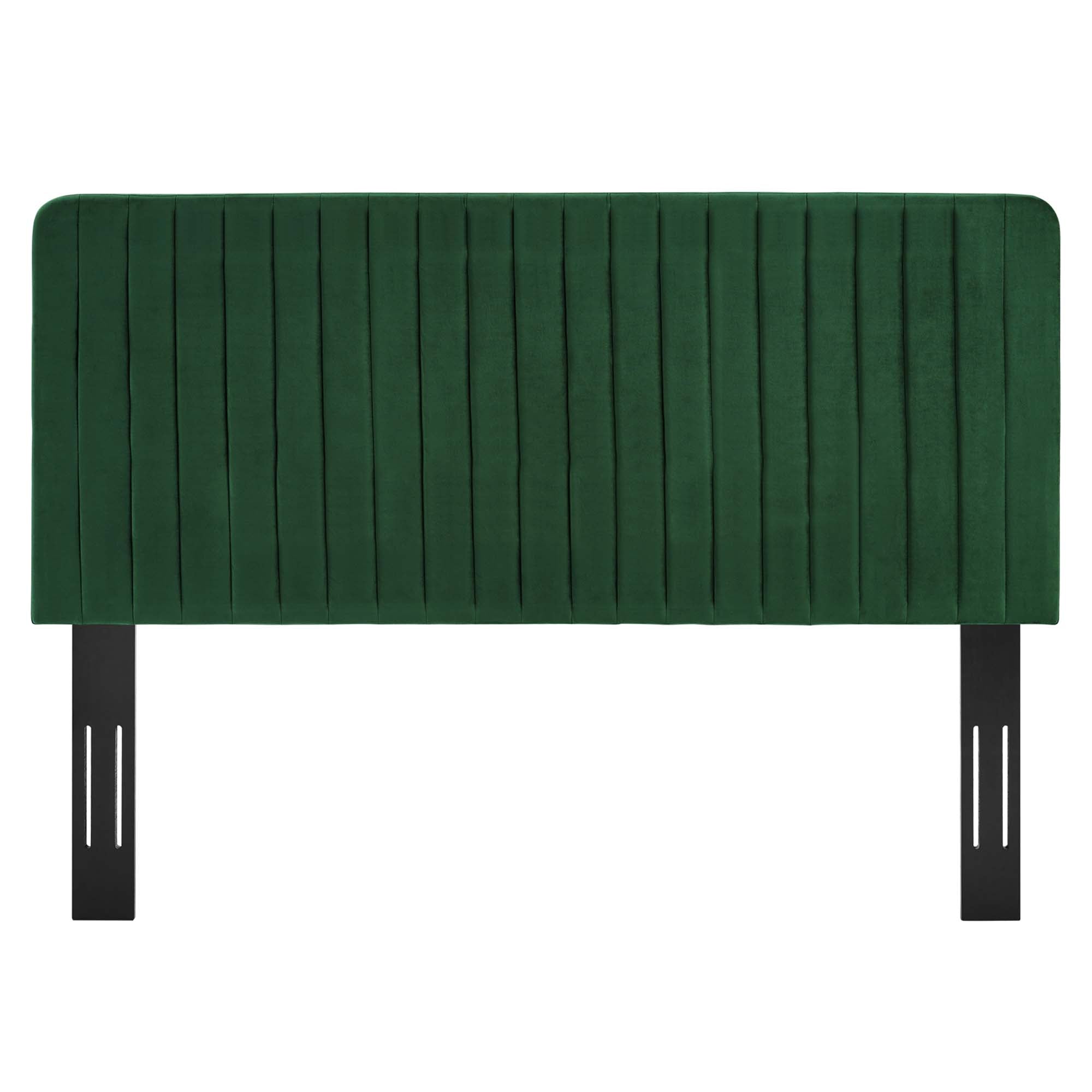 Milenna Channel Tufted Performance Velvet King/California King Headboard, Emerald