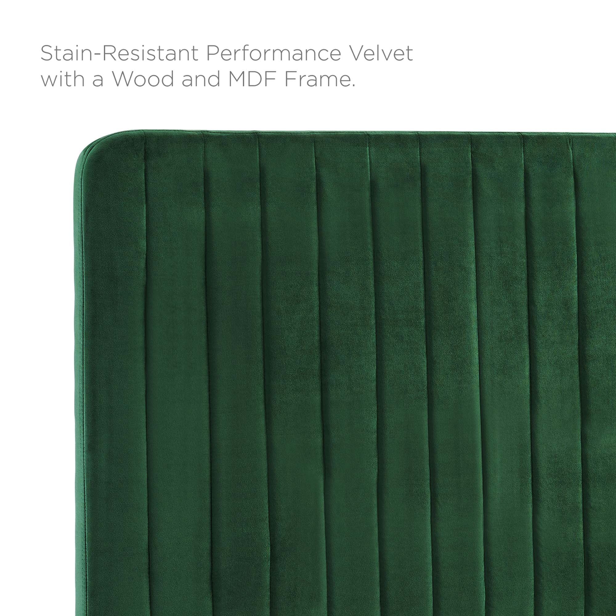 Milenna Channel Tufted Performance Velvet King/California King Headboard, Emerald