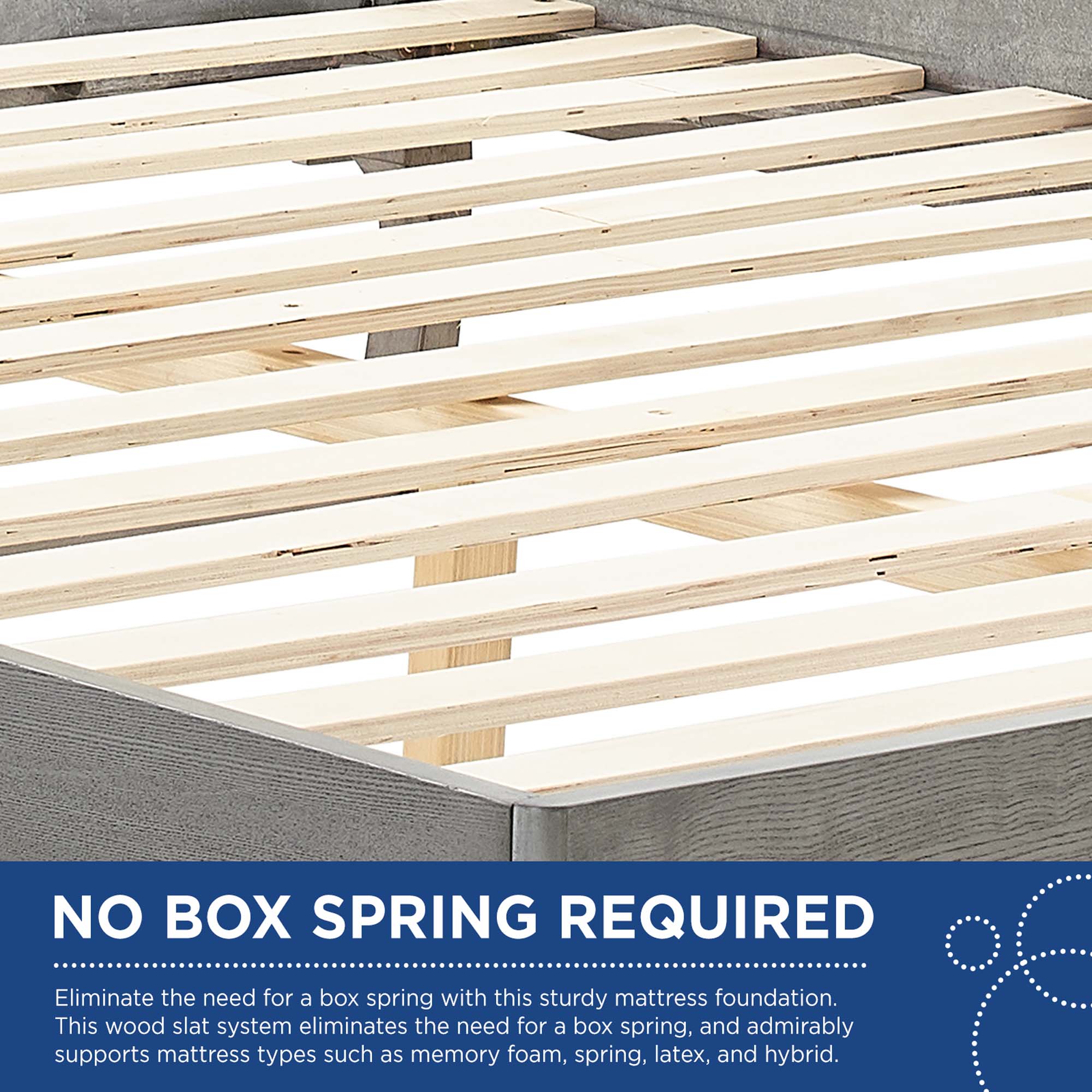 Sidney Cane and Wood Queen Platform Bed With Angular Legs, Gray