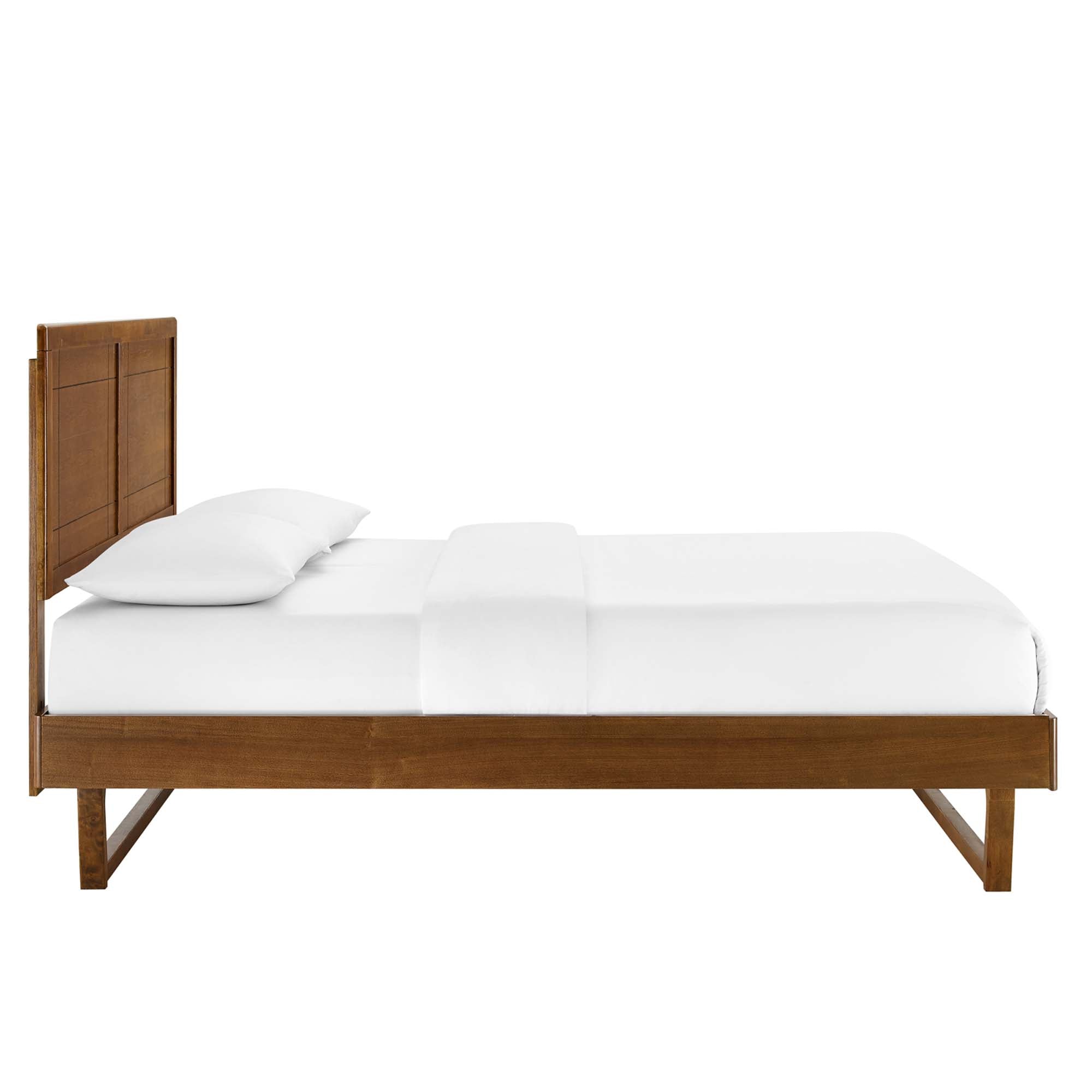 Marlee Wood Queen Platform Bed With Angular Frame, Walnut