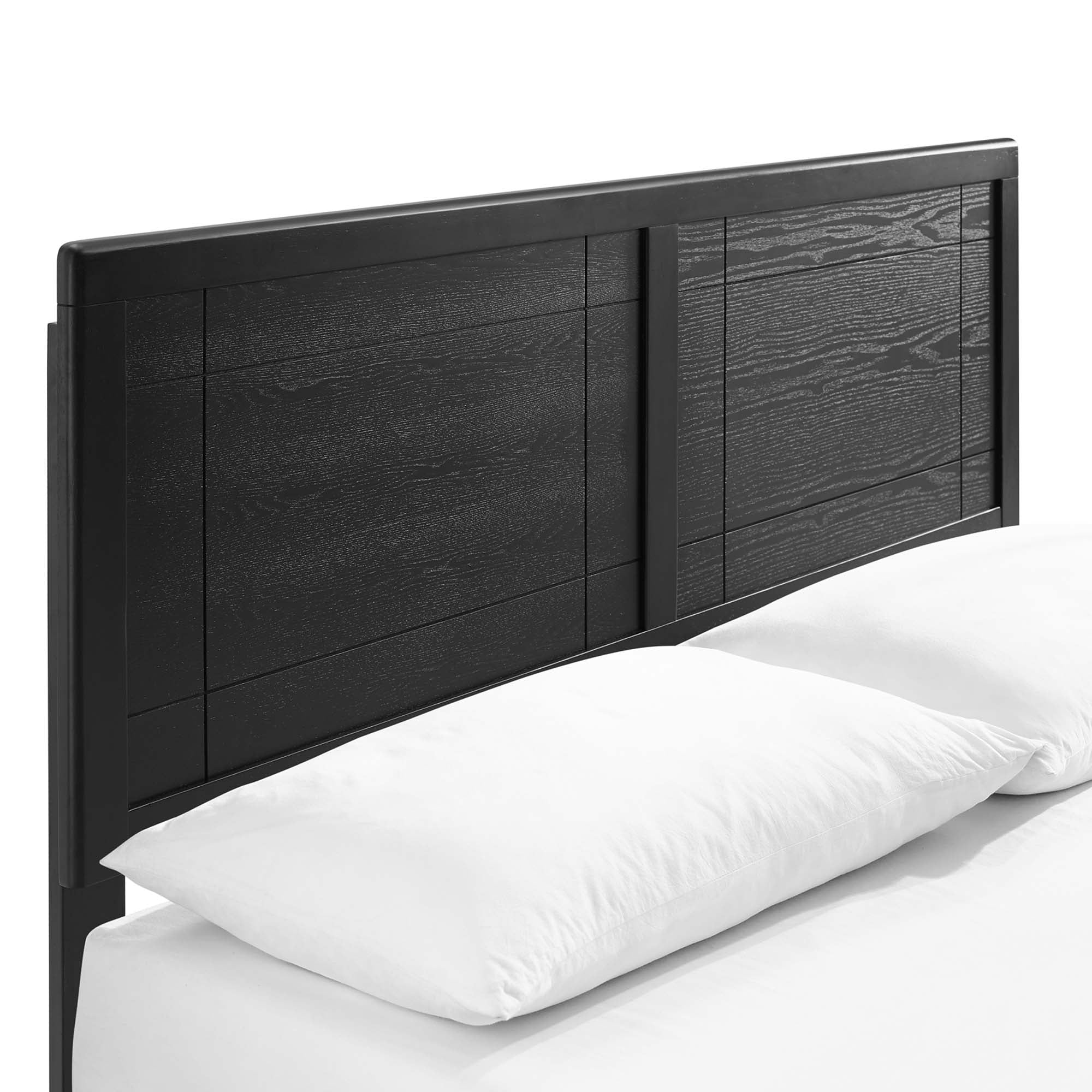 Marlee Wood Queen Platform Bed With Splayed Legs, Black